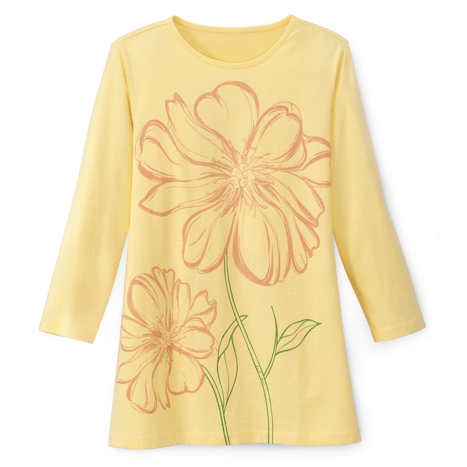 Bright Daisy Tunic in Cotton with 3/4 Sleeves - Signals Catalog