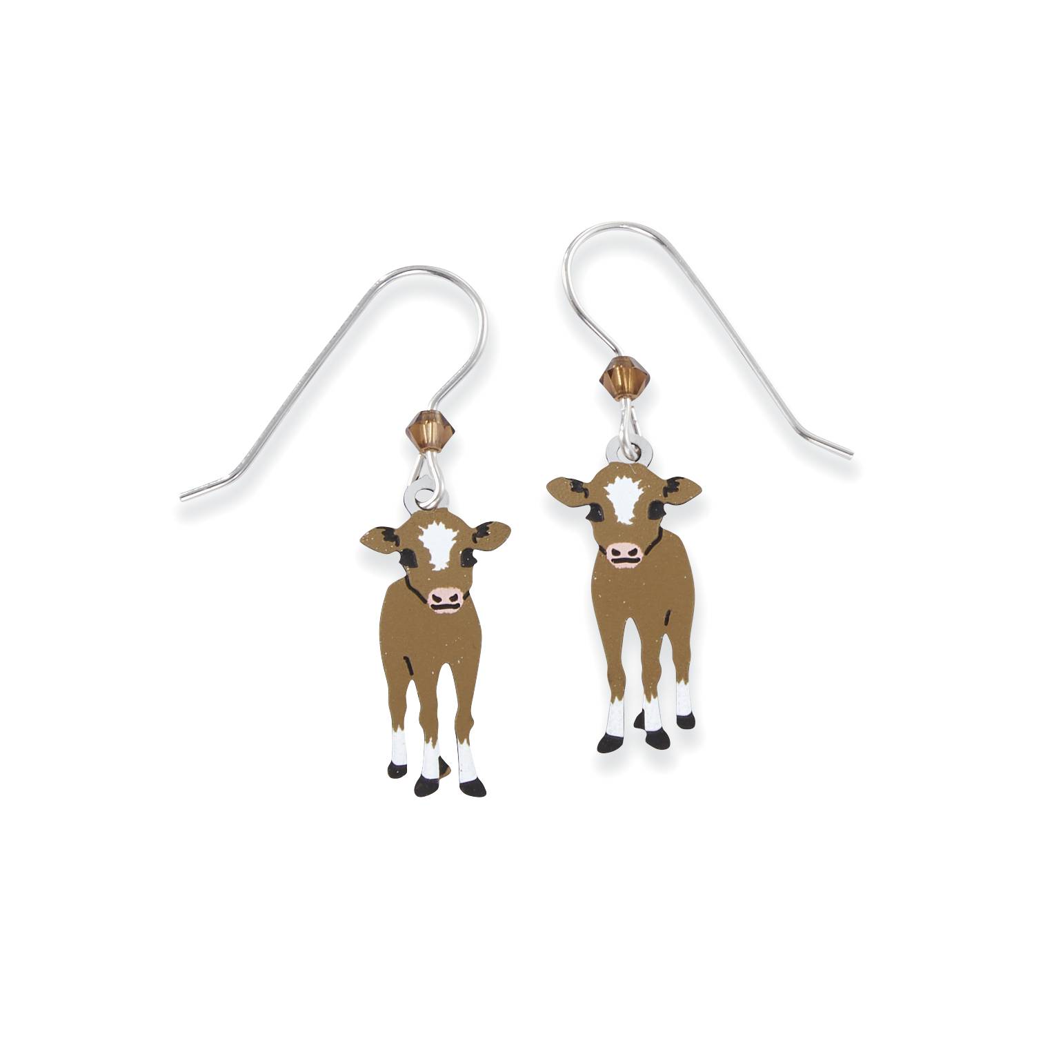 Handcrafted Baby Cow Earrings with Sterling Silver French Hooks - Signals Catalog