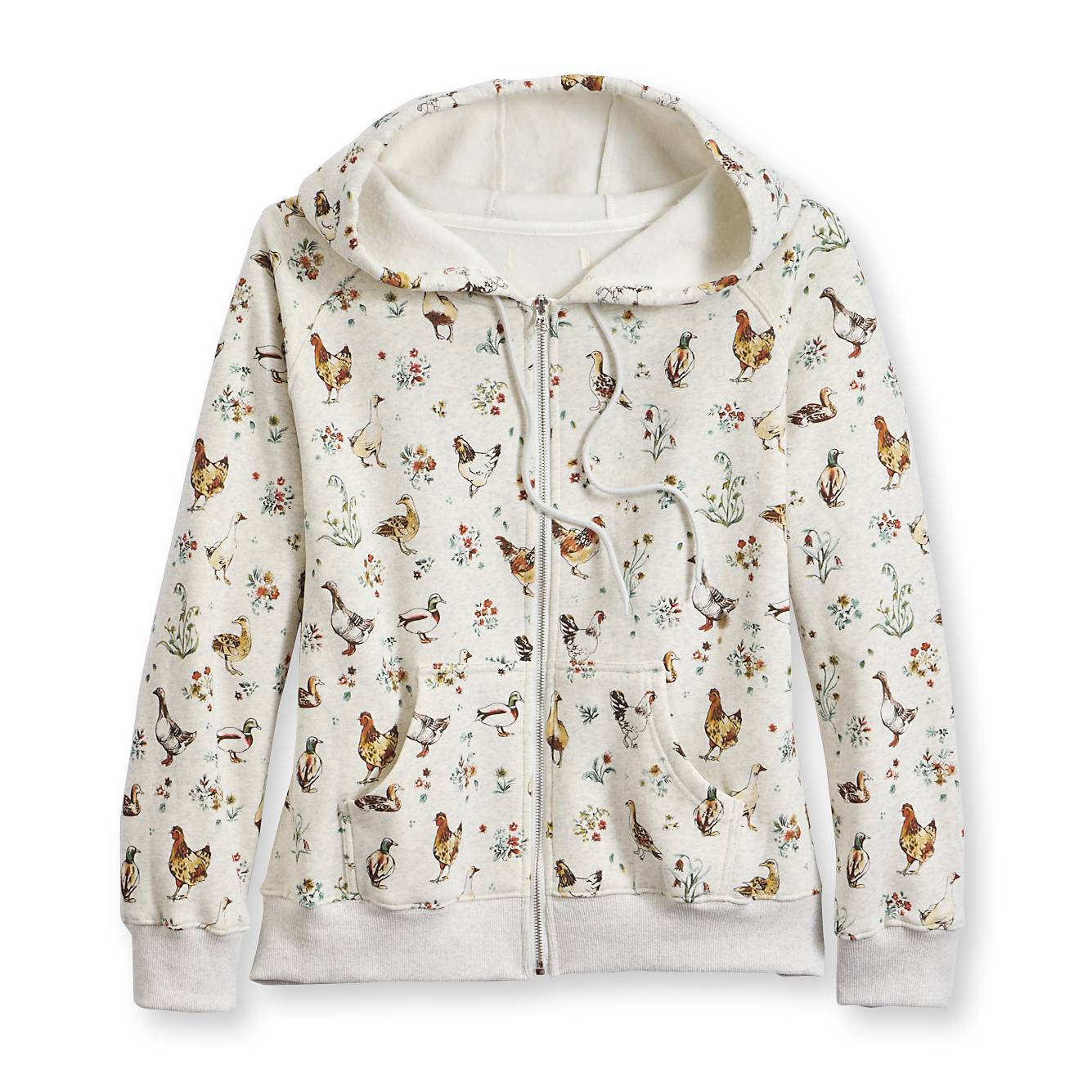 Mixed Flock Zip Hoodie, Chickens, Ducks, Side Pockets - Signals Catalog