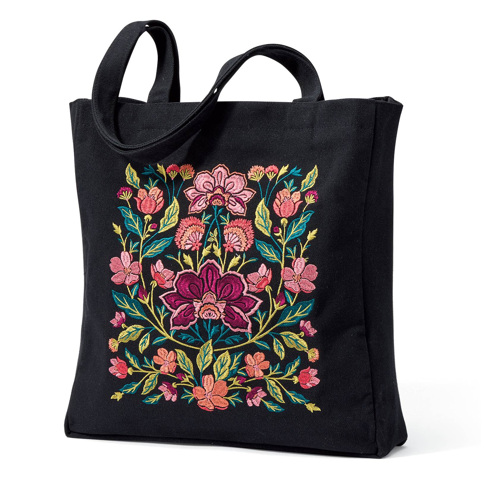 Embroidered Cornflower Tote Bag, Lined, Inner Open Pocket - Signals Catalog