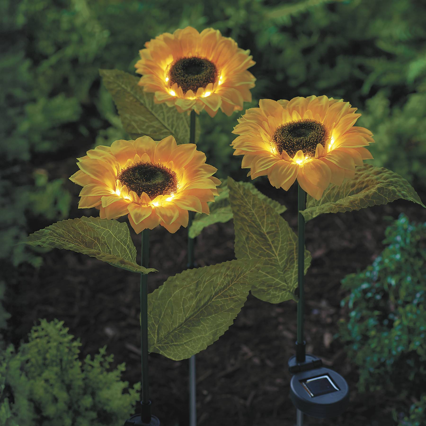 Solar Sunflower Stakes, Set of 3 - Signals Catalog