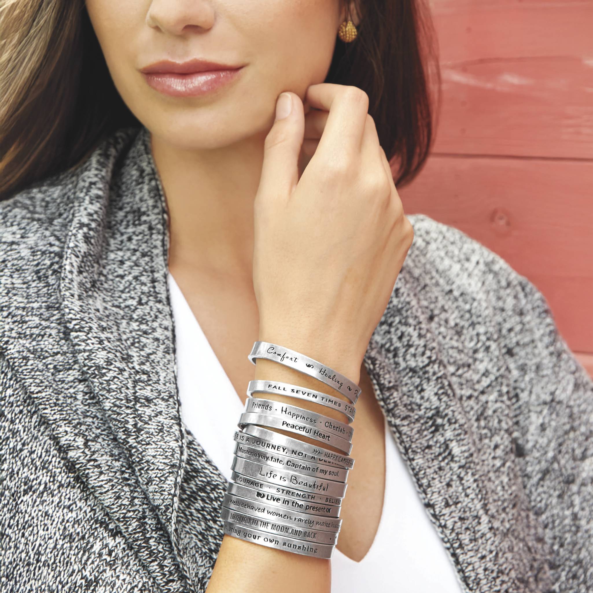 Note To Self Inspirational Lead-Free Pewter Cuff Bracelet - Signals Catalog