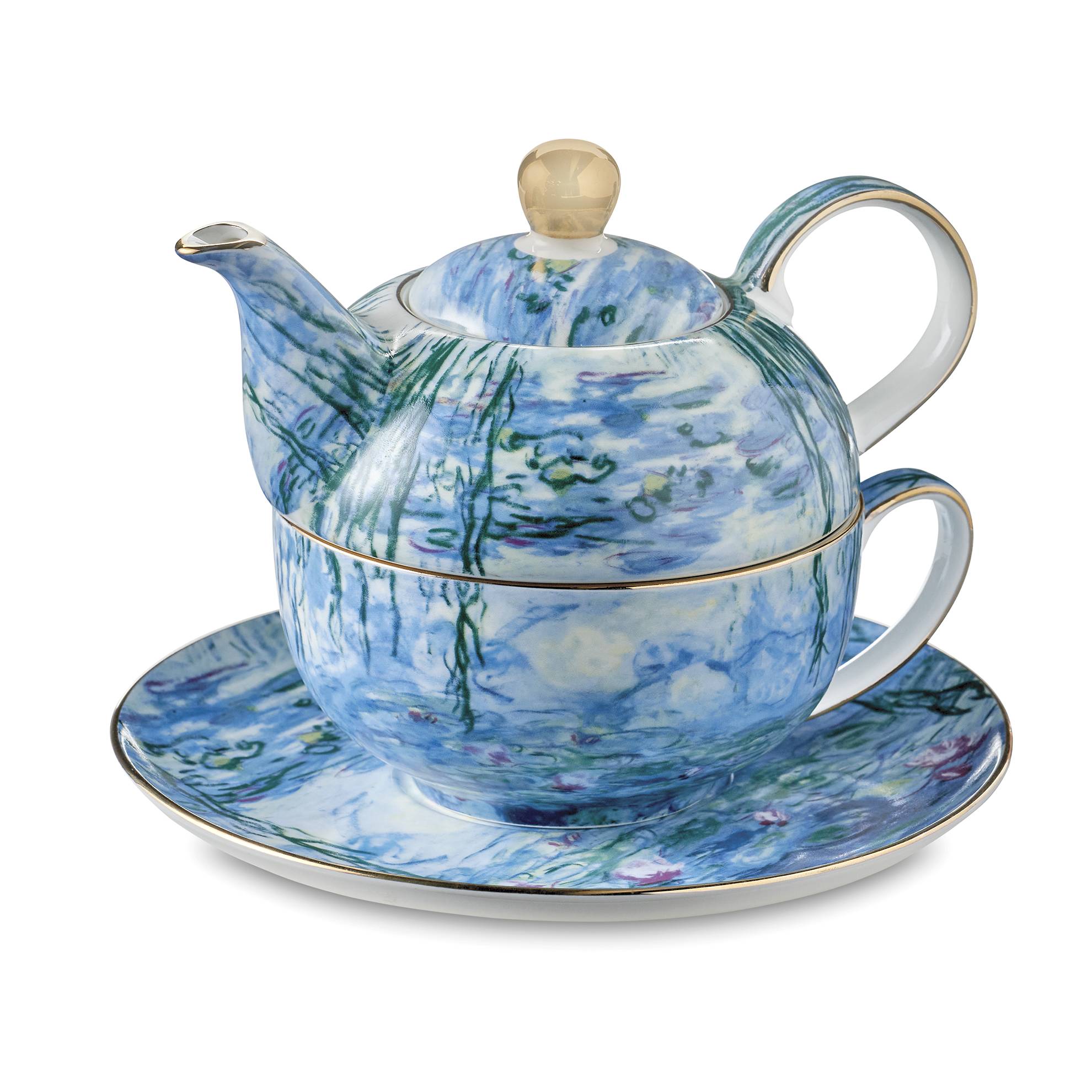 Monet Water Lilies Tea for One, Ceramic Teapot, Cup, Saucer - Signals Catalog