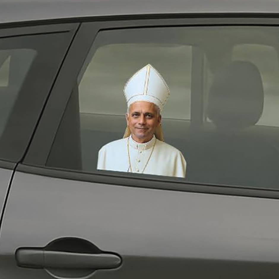 Pope Leo XIV Mesh Car Window Decal, Weatherproof, Peel & Stick - Signals Catalog