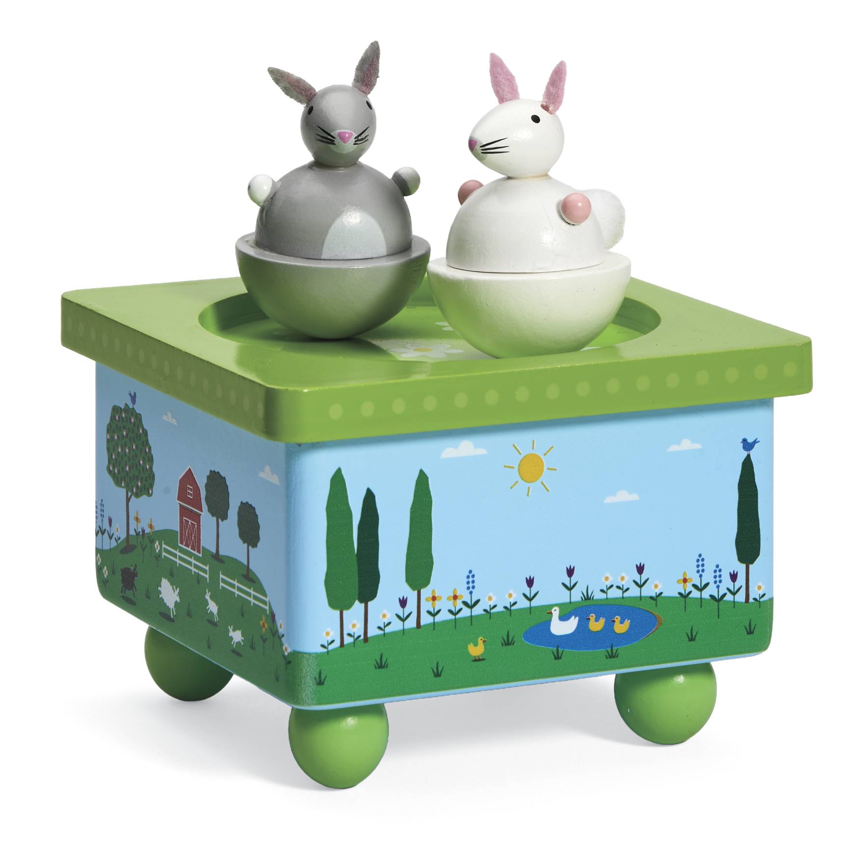 Dancing Bunny Magical Music Box, Wooden, Wind-Up, Heartwarming Gift - Signals Catalog