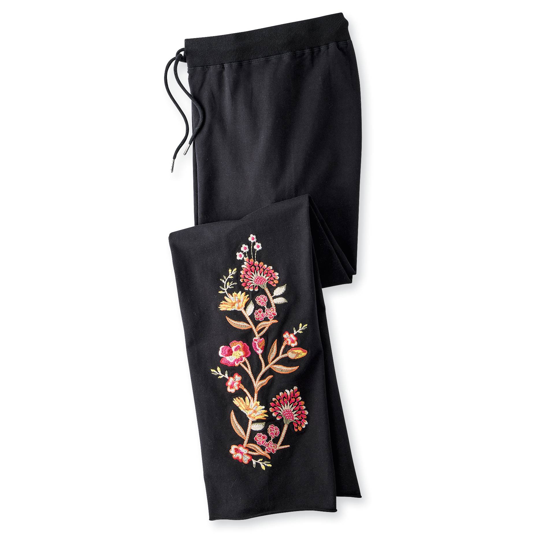 Embroidered Floral French Terry Lounge Pants - Signals Catalog