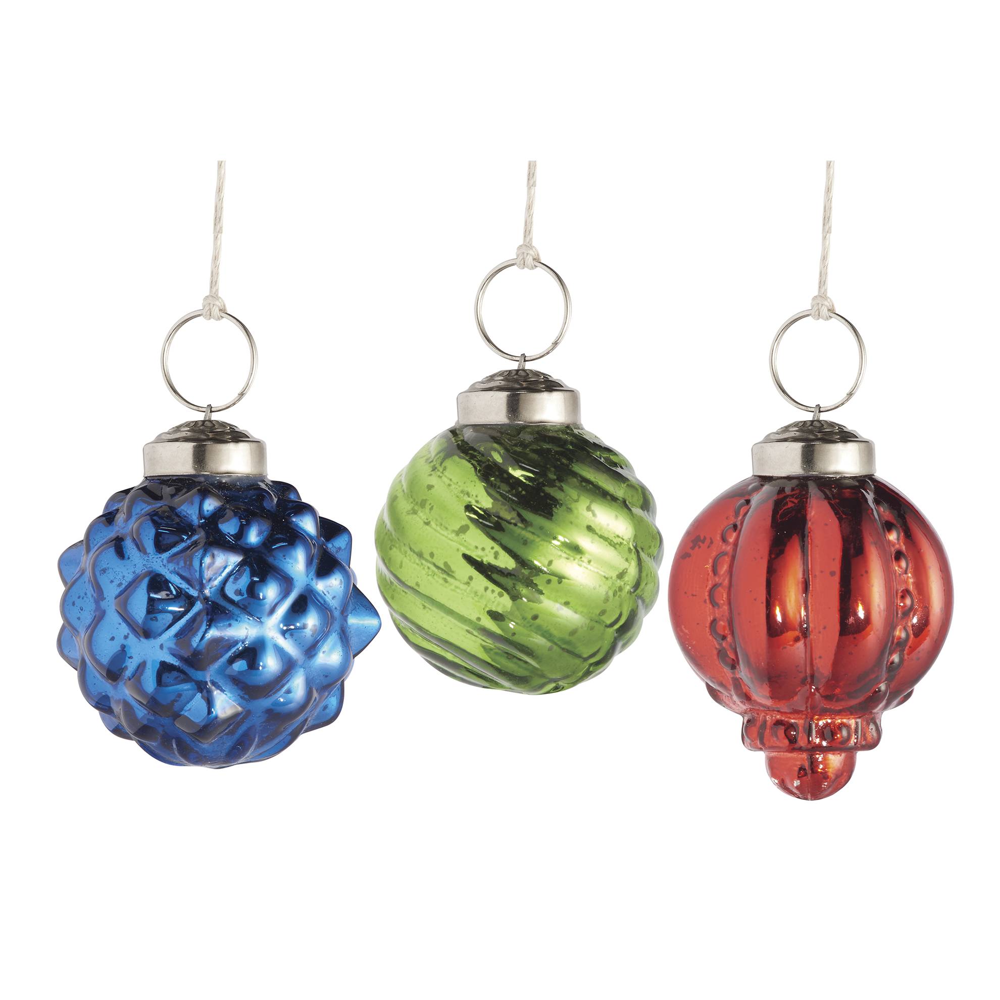 Victorian Mercury Glass Ornament Set, Handblown, Set of 9 - Signals Catalog