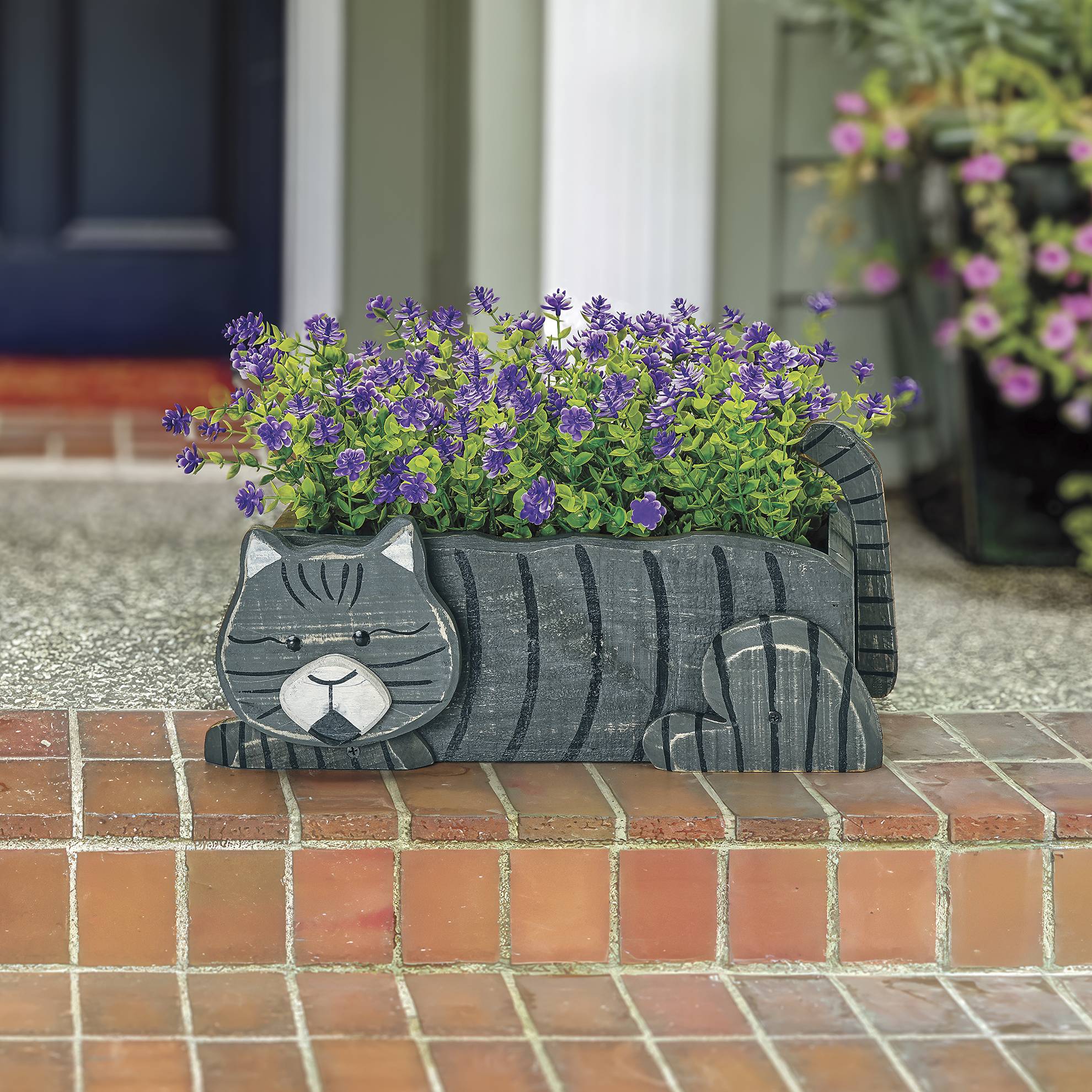 Wooden Cat Planter Box - Signals Catalog