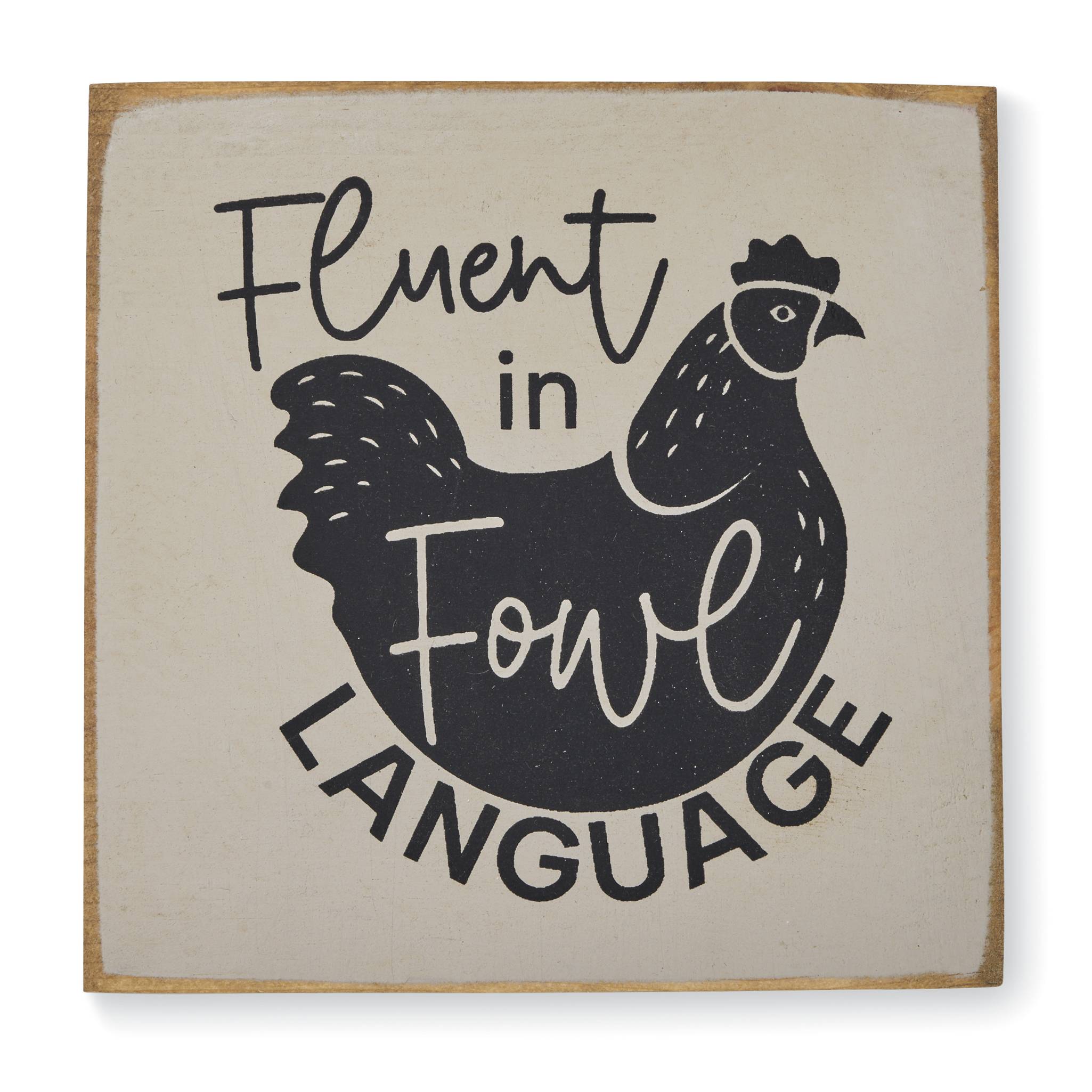 Fowl Language Wood Plaque in Solid Knotty Pine, Made in USA - Signals Catalog