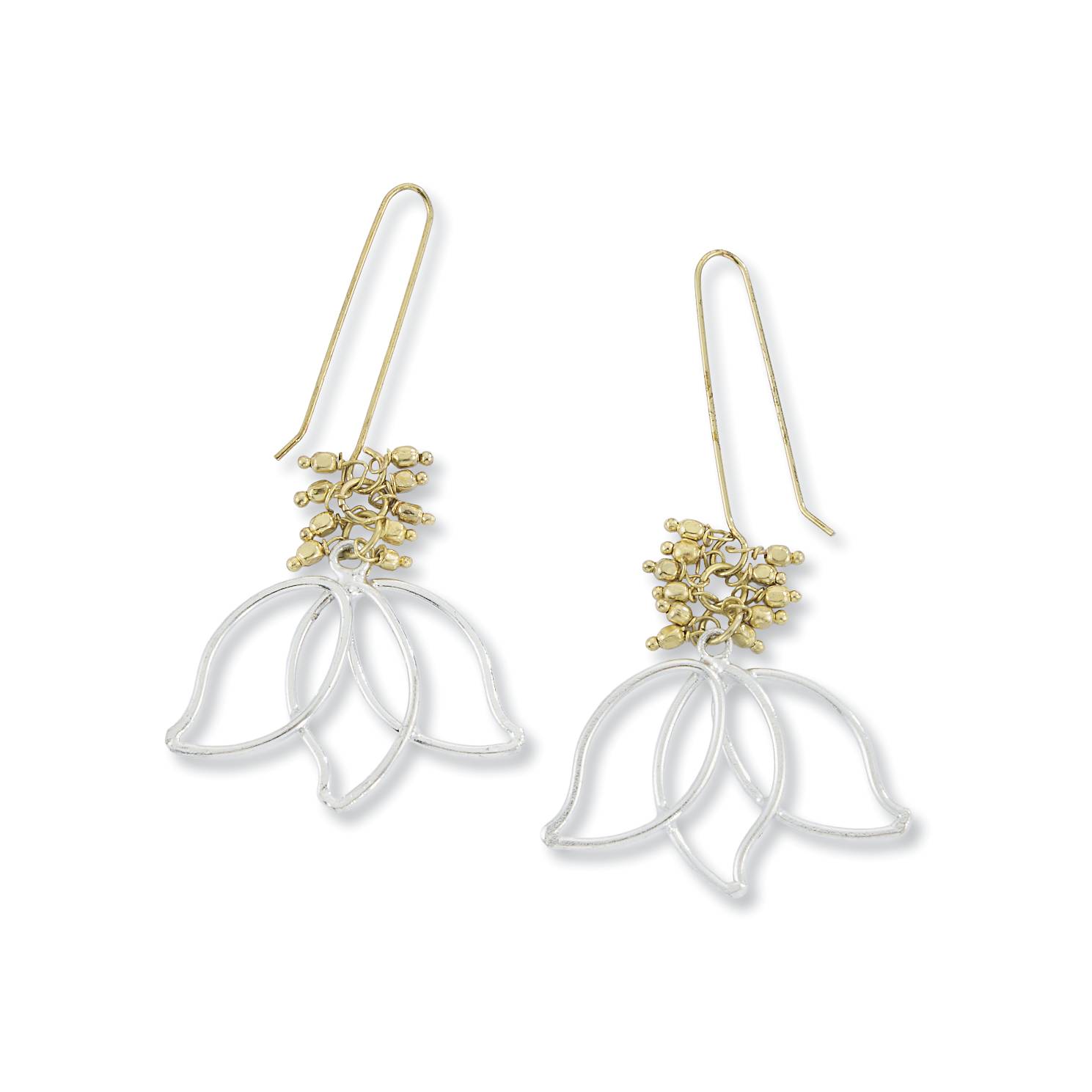 Lotus Petal Earrings, Two-Tone, Glass Beads, French Hooks - Signals Catalog
