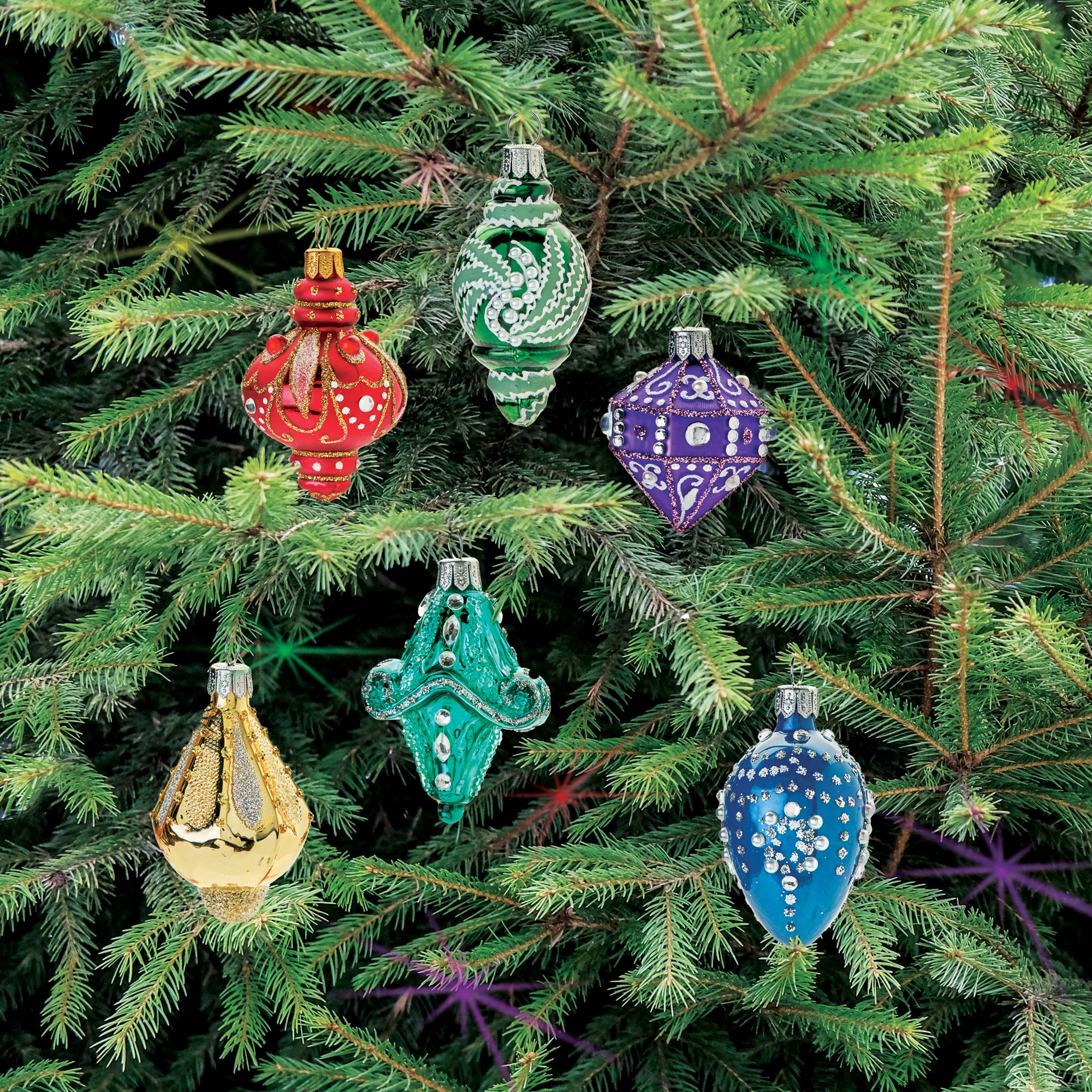Polish Mini Glass Ornaments, Handcrafted, Set of 6 - Signals Catalog
