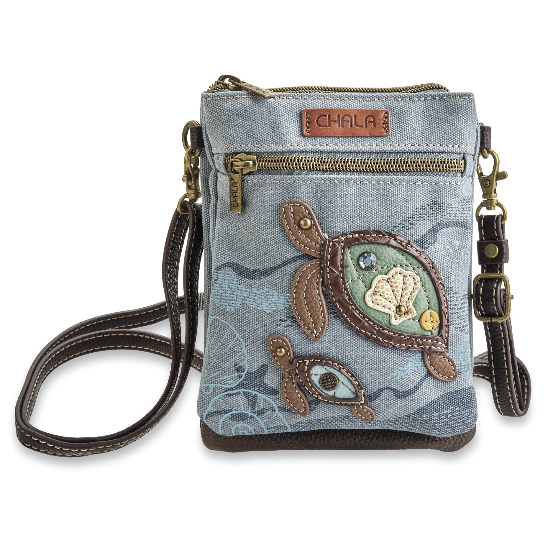 Sea Turtle Crossbody Bag, Rhinestone Detailing, Detachable Straps - Signals Catalog