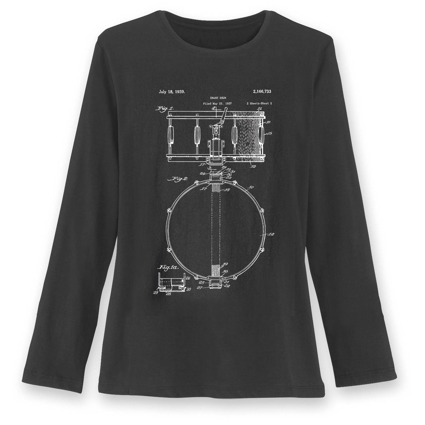 Vintage Patent Drawing Drum Long-Sleeved Shirt - Signals Catalog