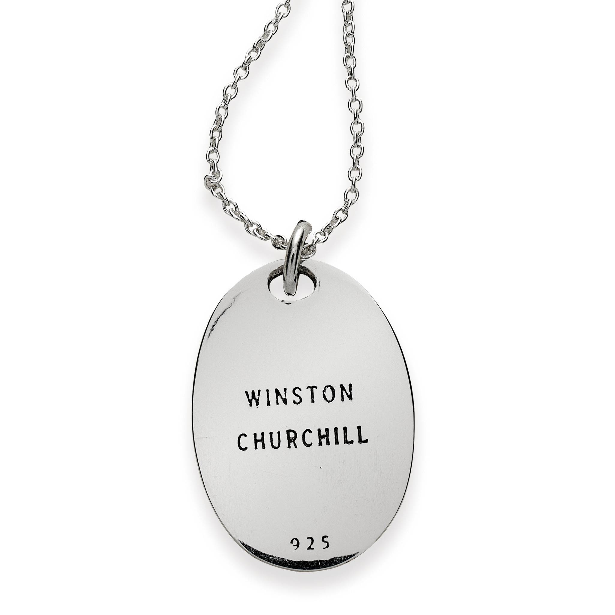 Never Give Up Necklace, Sterling, Adjustable Chain, 2-Sided Engraving - Signals Catalog
