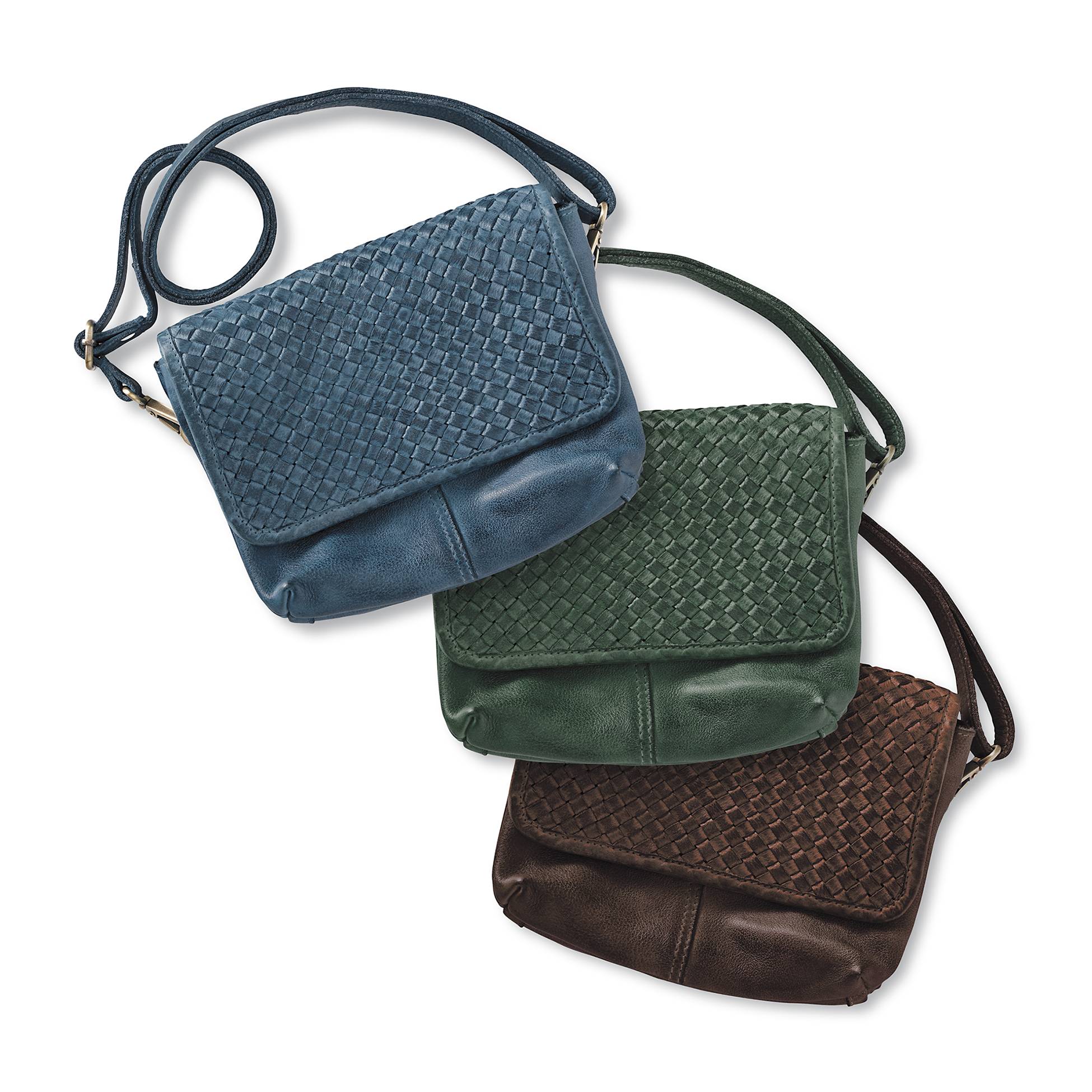 Woven Leather Flap Shoulder Crossbody Bag - Signals Catalog
