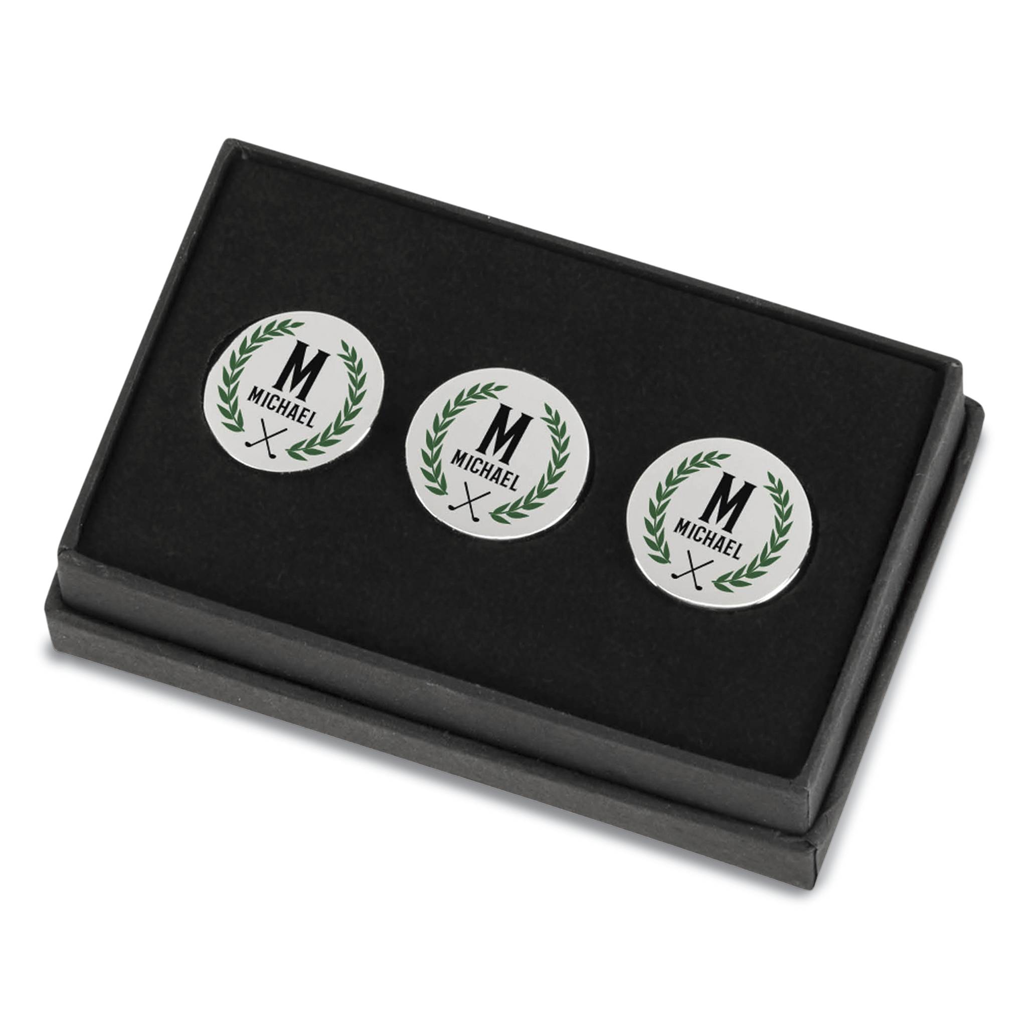Personalized Laurel Wreath Golf Ball Markers, Set of 3 - Signals Catalog