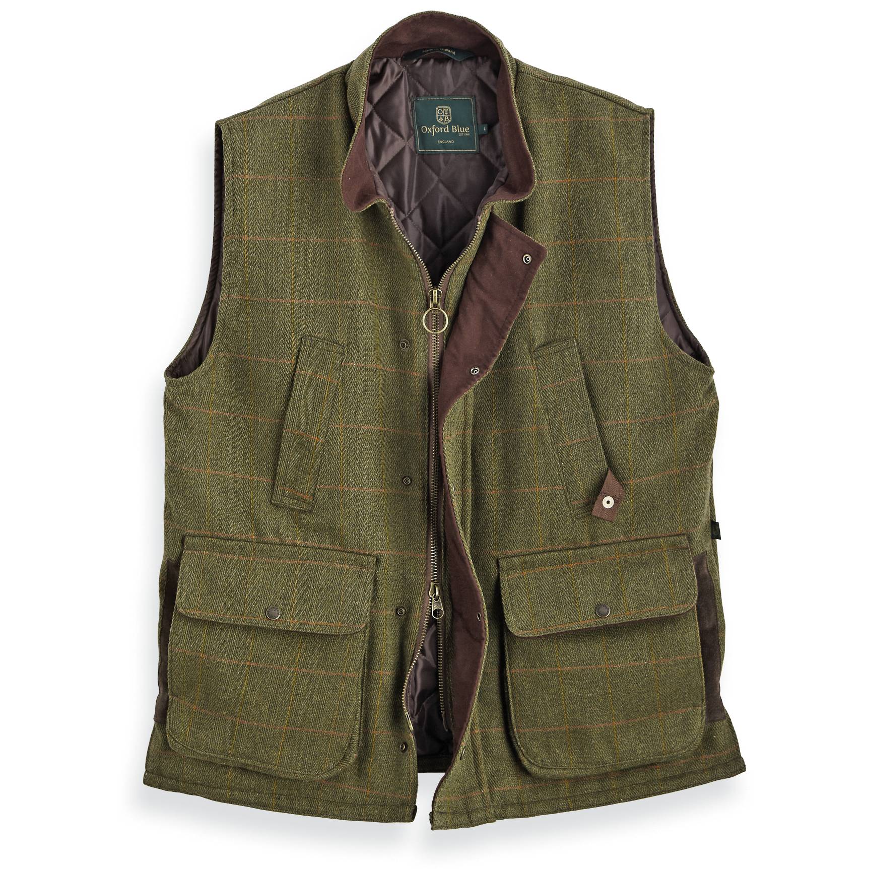 Brampton Tweed Gilet Vest, Leather Trim, Handwarmer Pockets - Signals Catalog