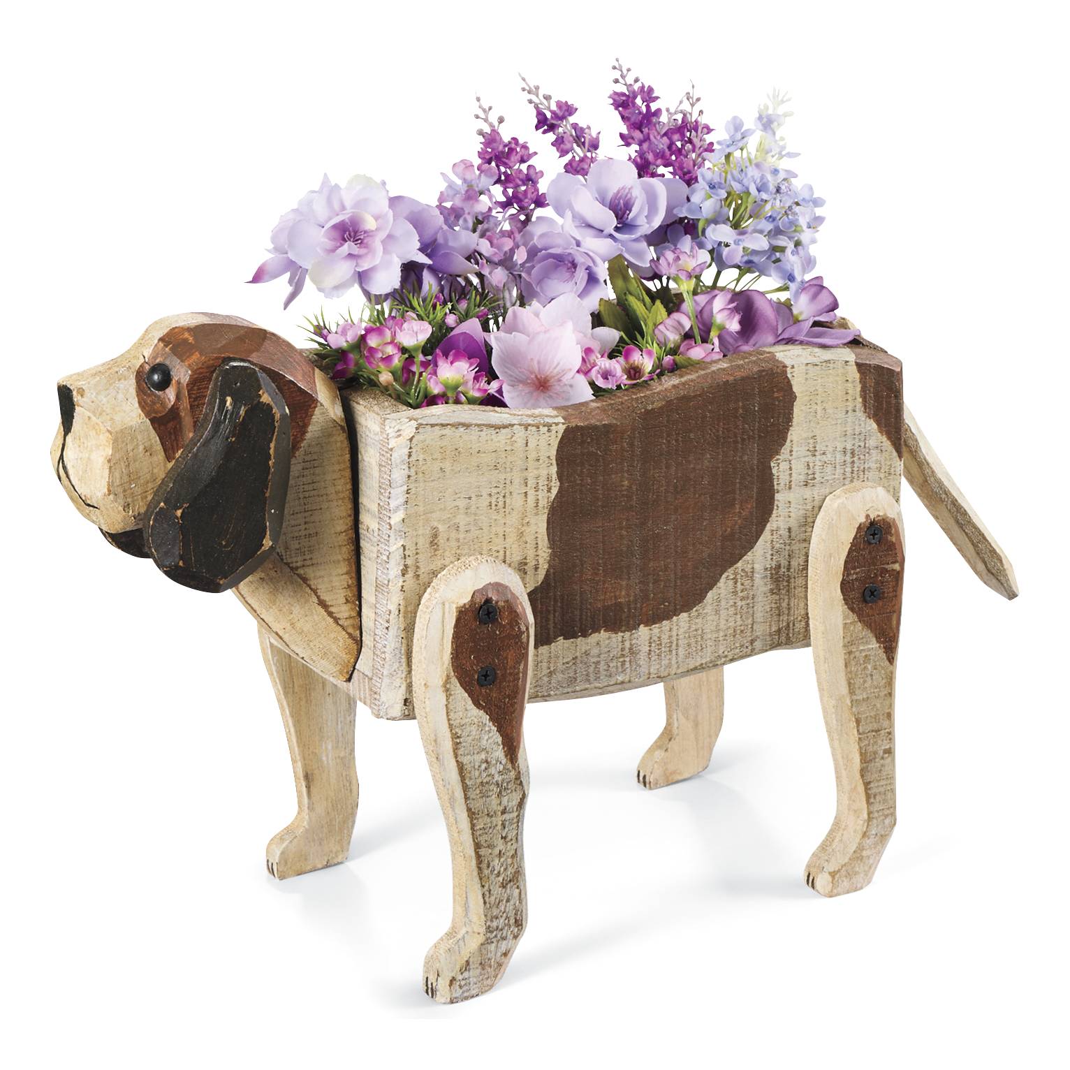 Wooden Dog Planter Box in Painted Japanese Oak - Signals Catalog