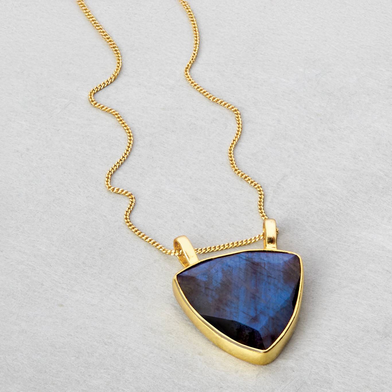 Labradorite Pendant, 21-Carat Stone, Set in Goldplated Sterling Silver - Signals Catalog