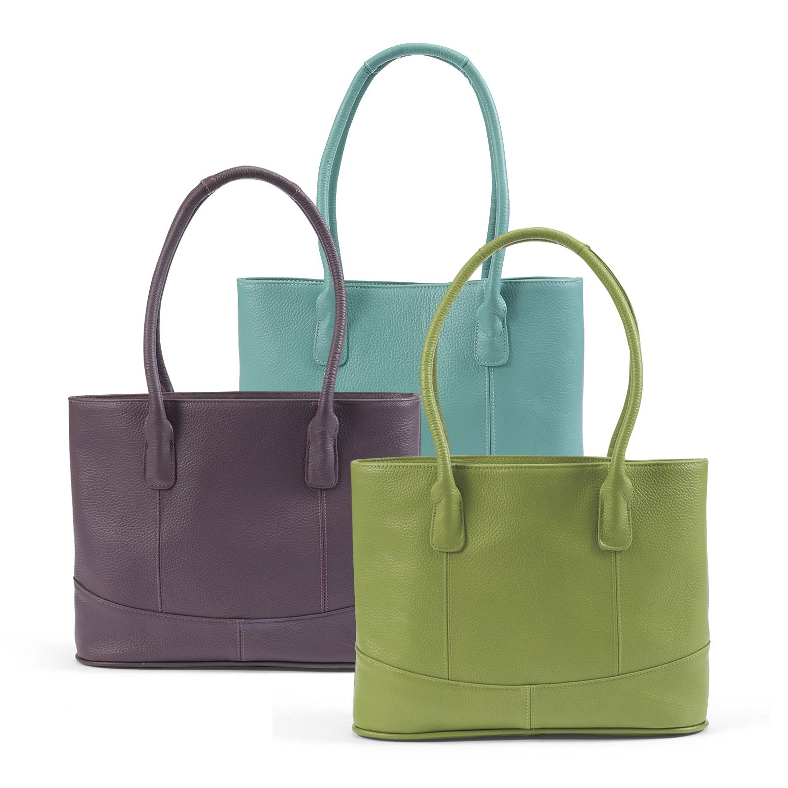 Genuine Leather Tote Bag, Double Straps, Snap Top - Signals Catalog