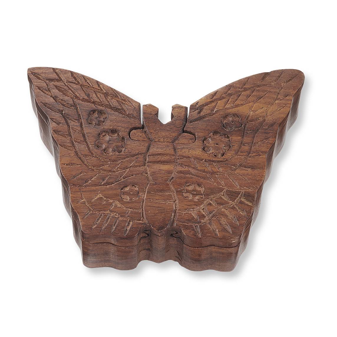 Wooden Butterfly Puzzle Box, Handcarved Rosewood - Signals Catalog