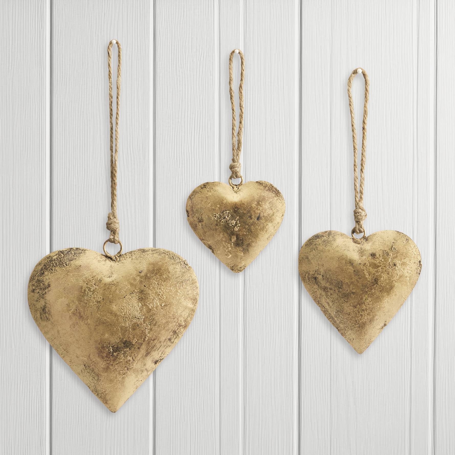 Handcrafted Hanging Hearts, Set of 3, Ready to Hang - Signals Catalog