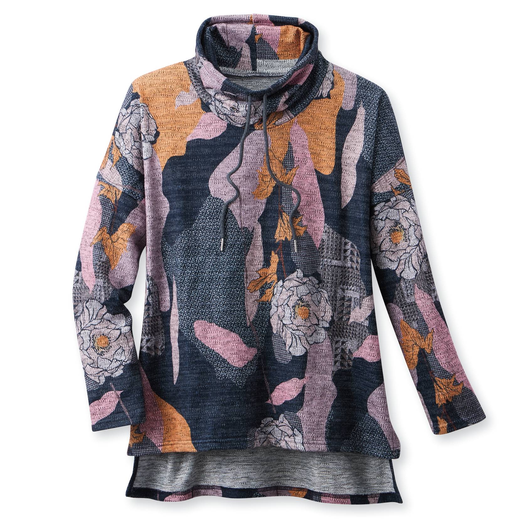 Abstract Peony Pullover, High-Low Hem, Side Slits - Signals Catalog