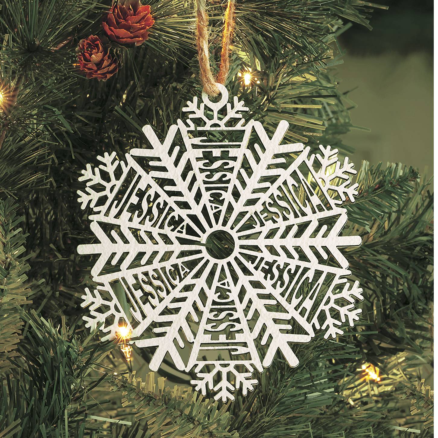 Personalized Wood Snowflake Ornament - Signals Catalog