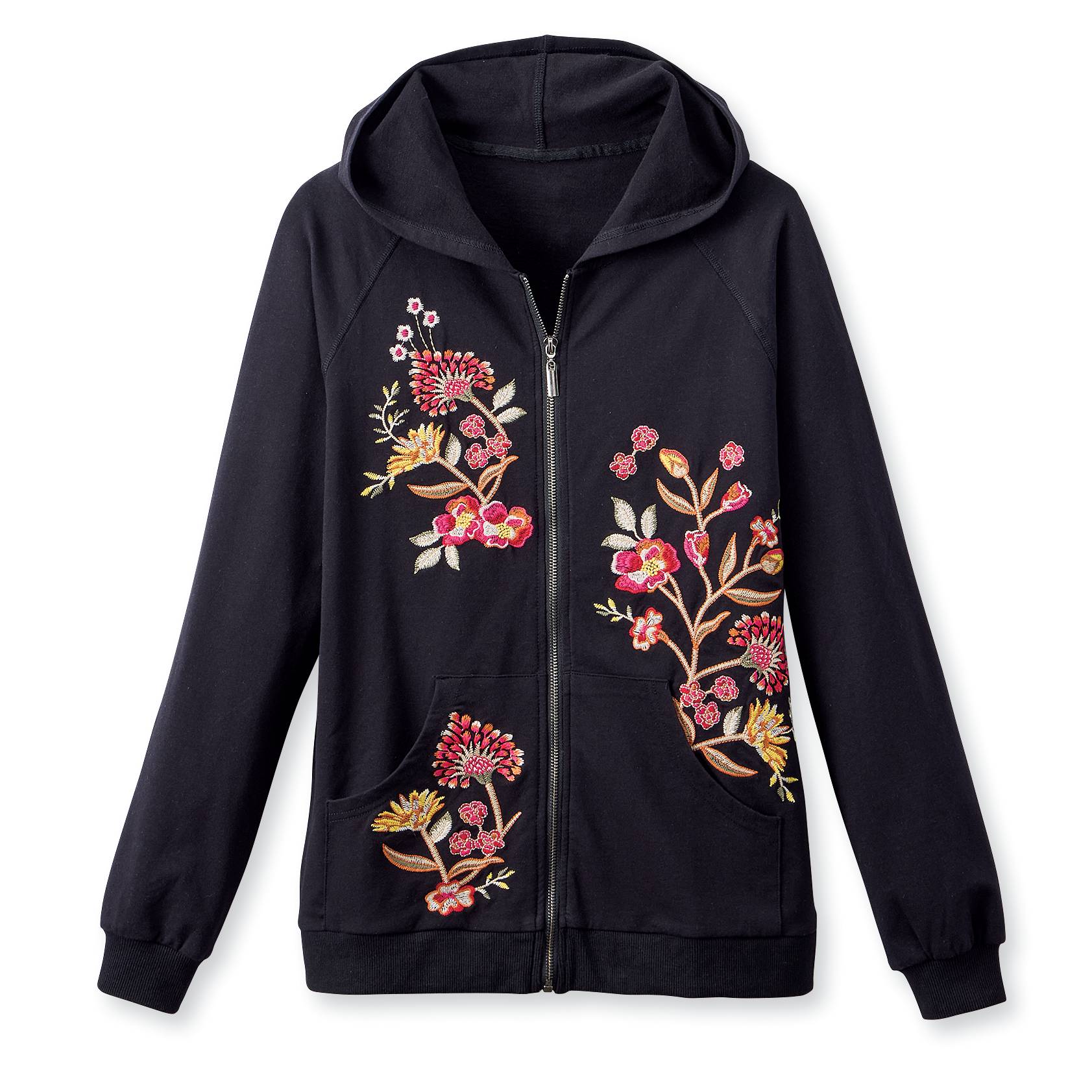 Embroidered Floral French Terry Jacket - Signals Catalog