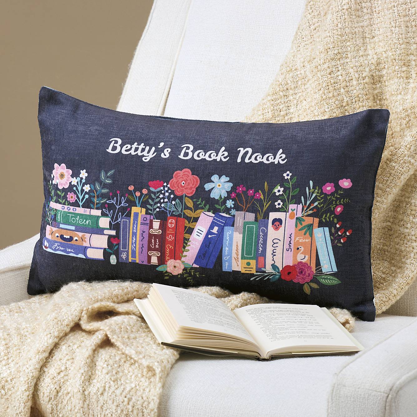Personalized Book Nook Pillow, Lumbar Pillow, Décor - Signals Catalog