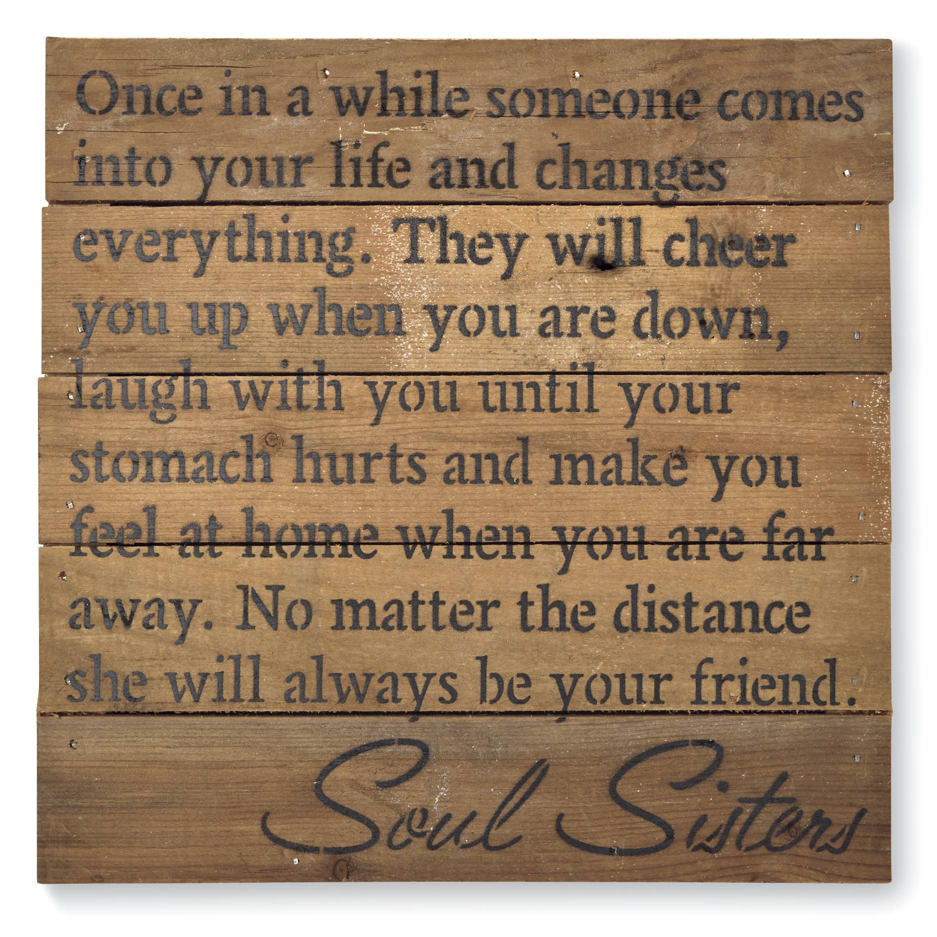 Handcrafted Soul Sisters Plaque in Natural Reclaimed Wood, USA - Signals Catalog