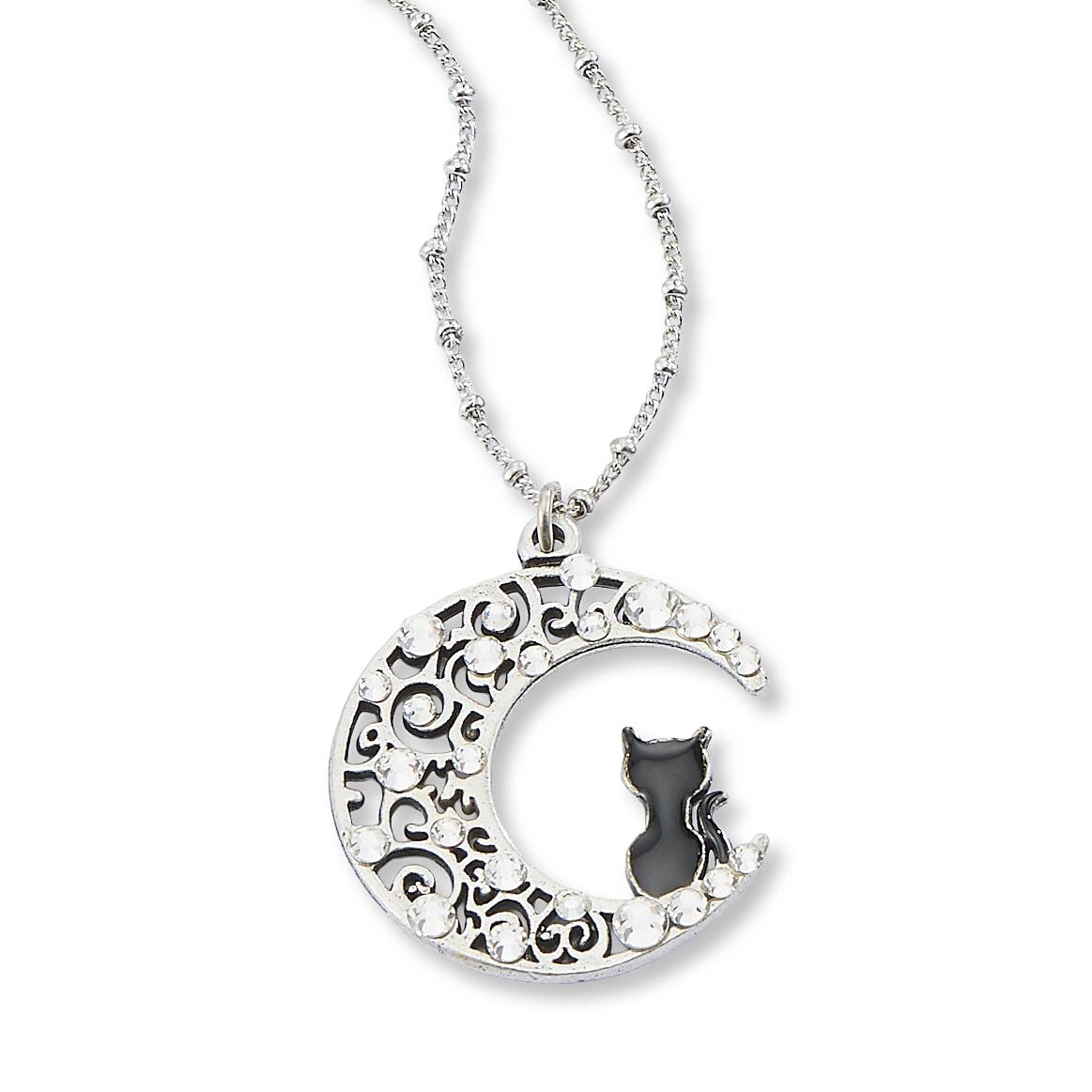 Anne Koplik Handcrafted Cat Necklace, Black Enamel Jewelry - Signals Catalog