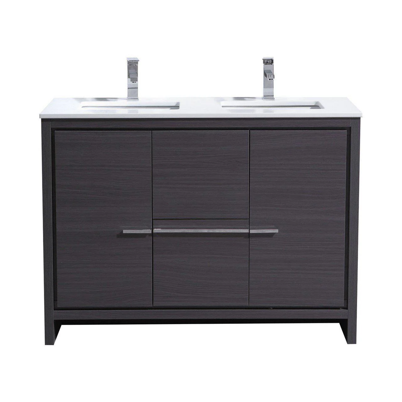 KubeBath Dolce 48 in. Double Sink Gray Oak Modern Bathroom Vanity with ...