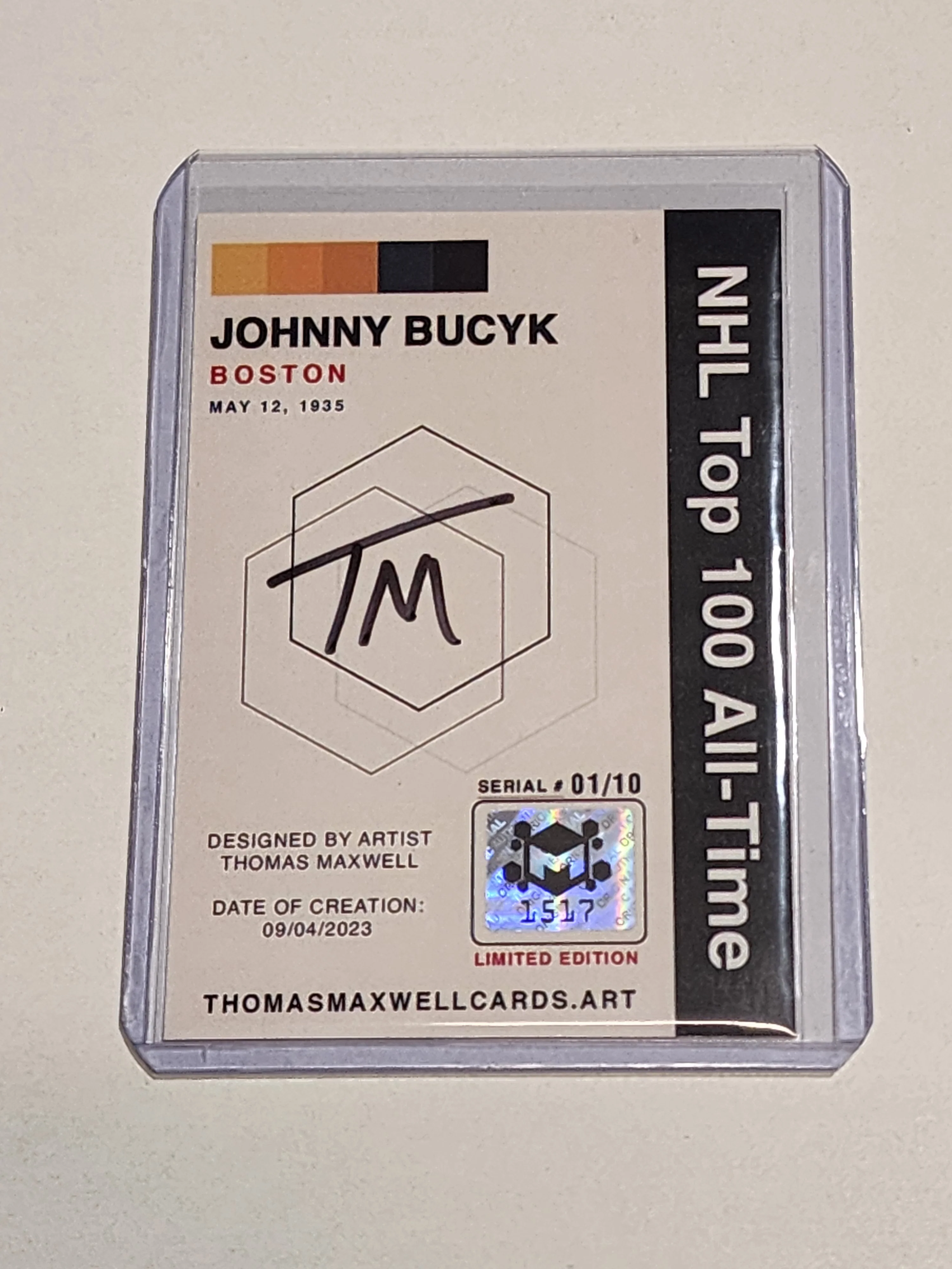 Johnny Bucyk Artist Signed Hockey Art Card 1/10
