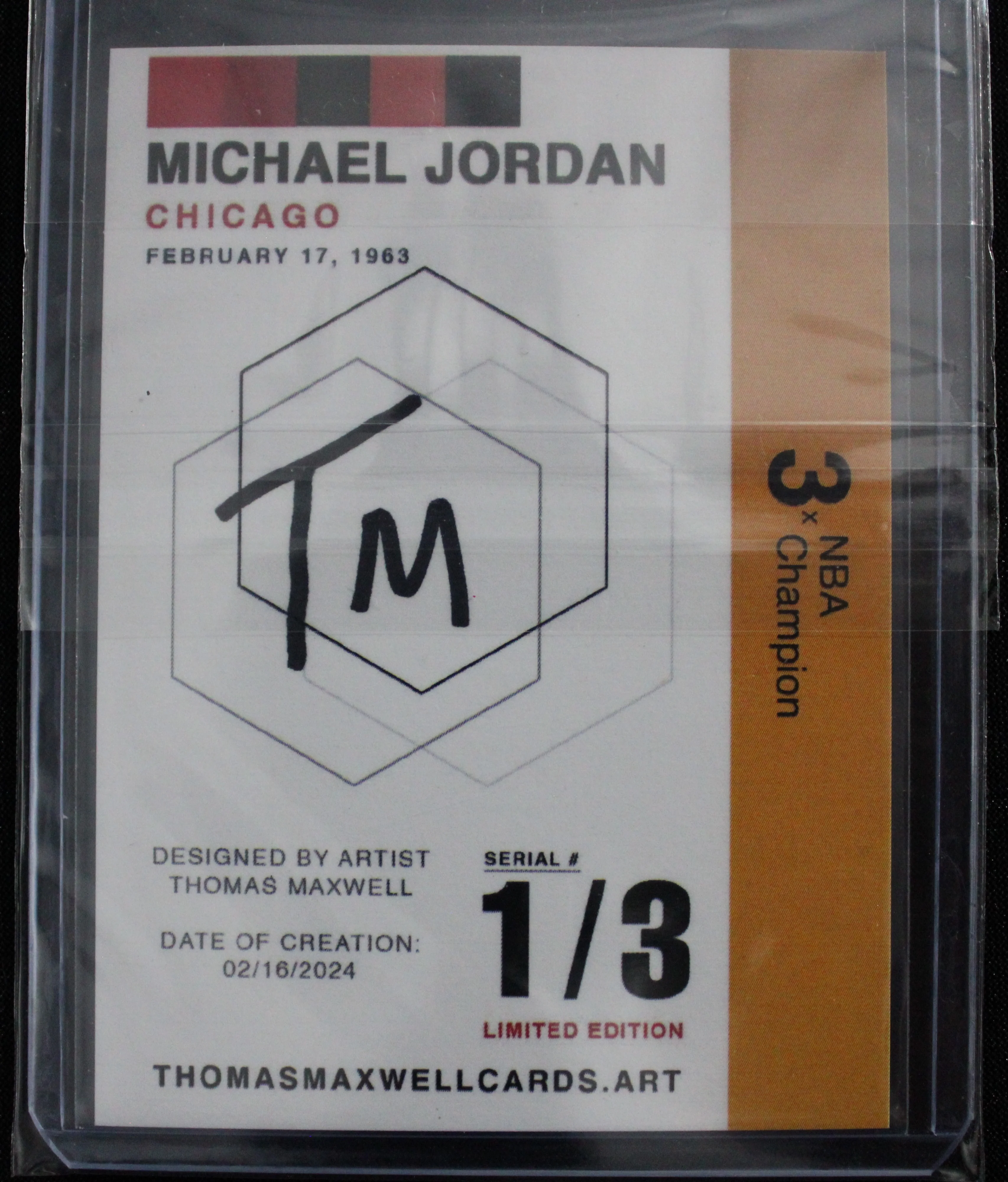 Michael Jordan Artist Signed Chicago Bulls Refractor Art Card 1/3