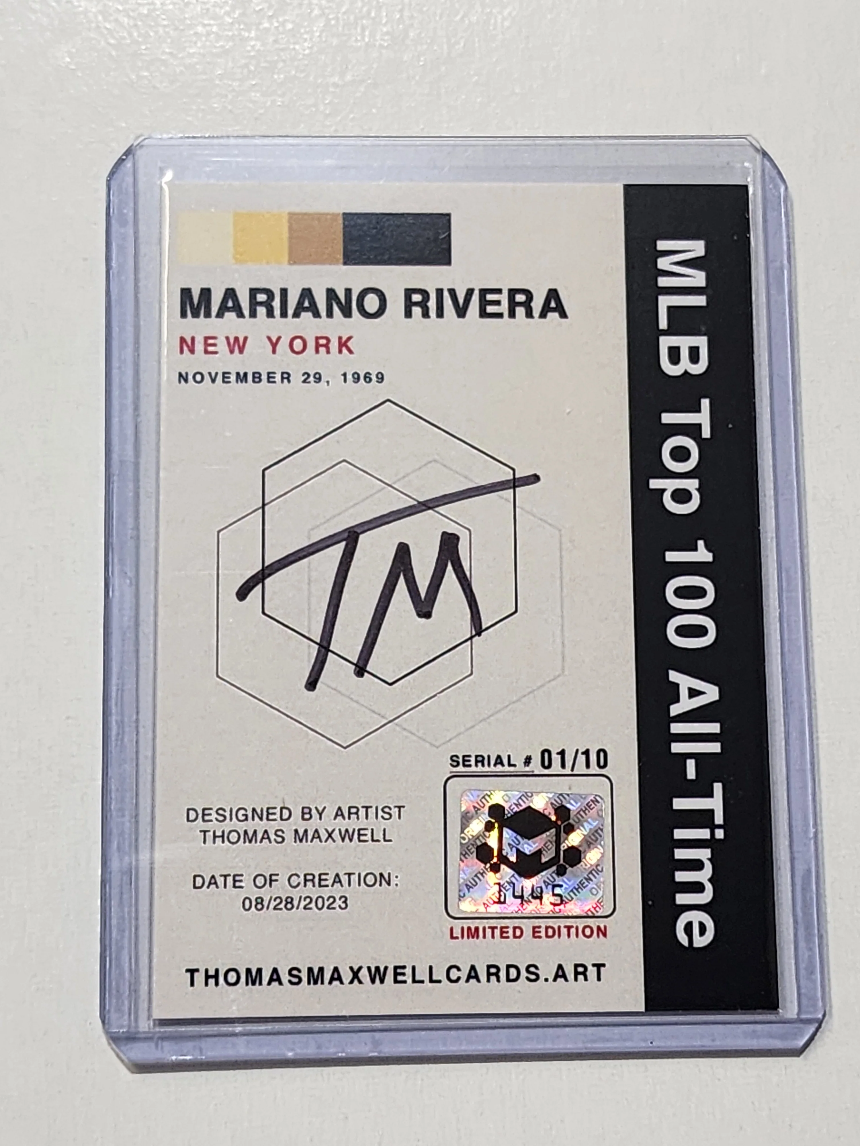 Mariano Rivera Artist Signed Baseball Art Card 1/10