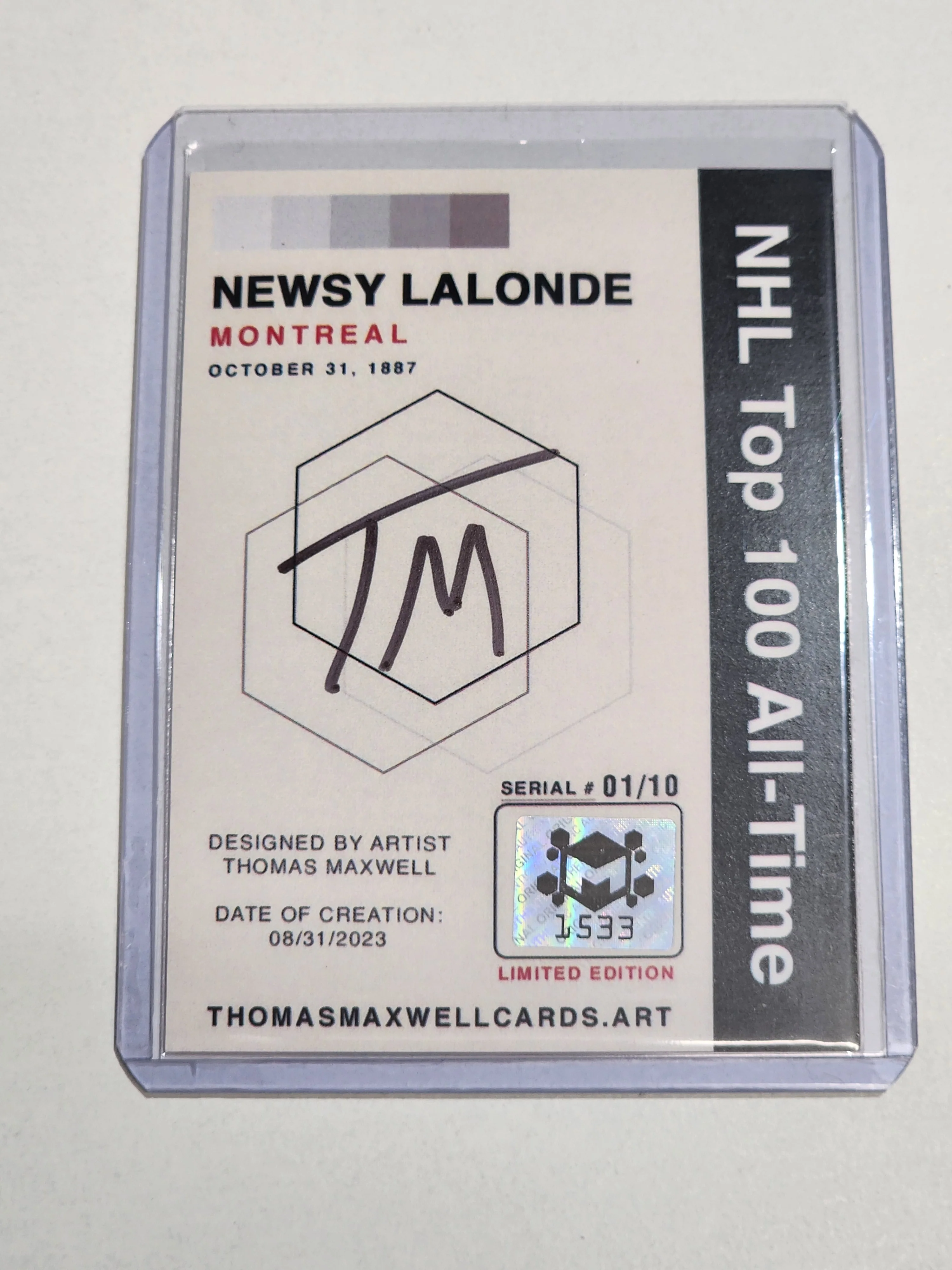 Newsy Lalonde Artist Signed Hockey Art Card 1/10
