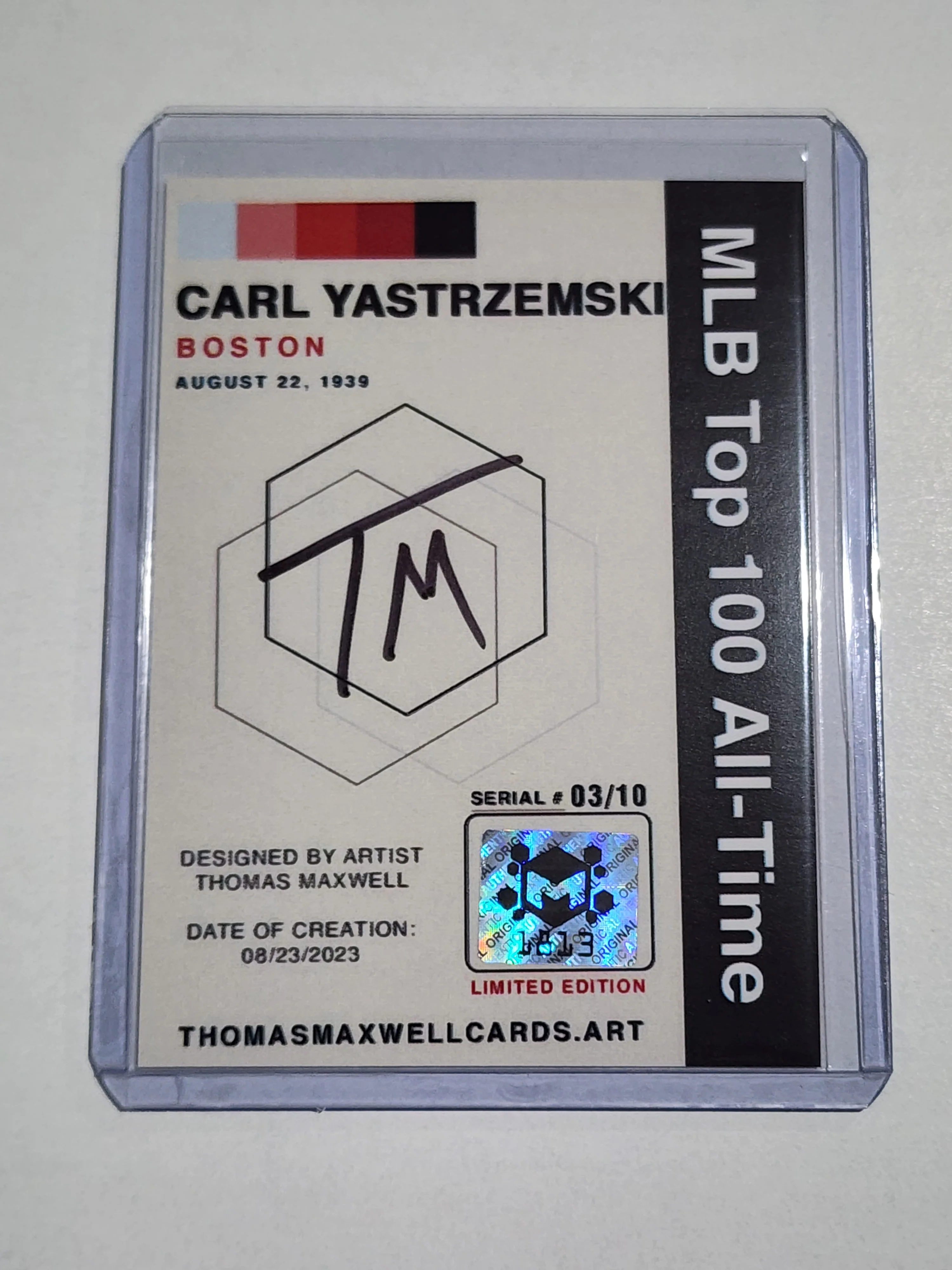 Carl Yastrzemski Artist Signed Baseball Art Card 3/10