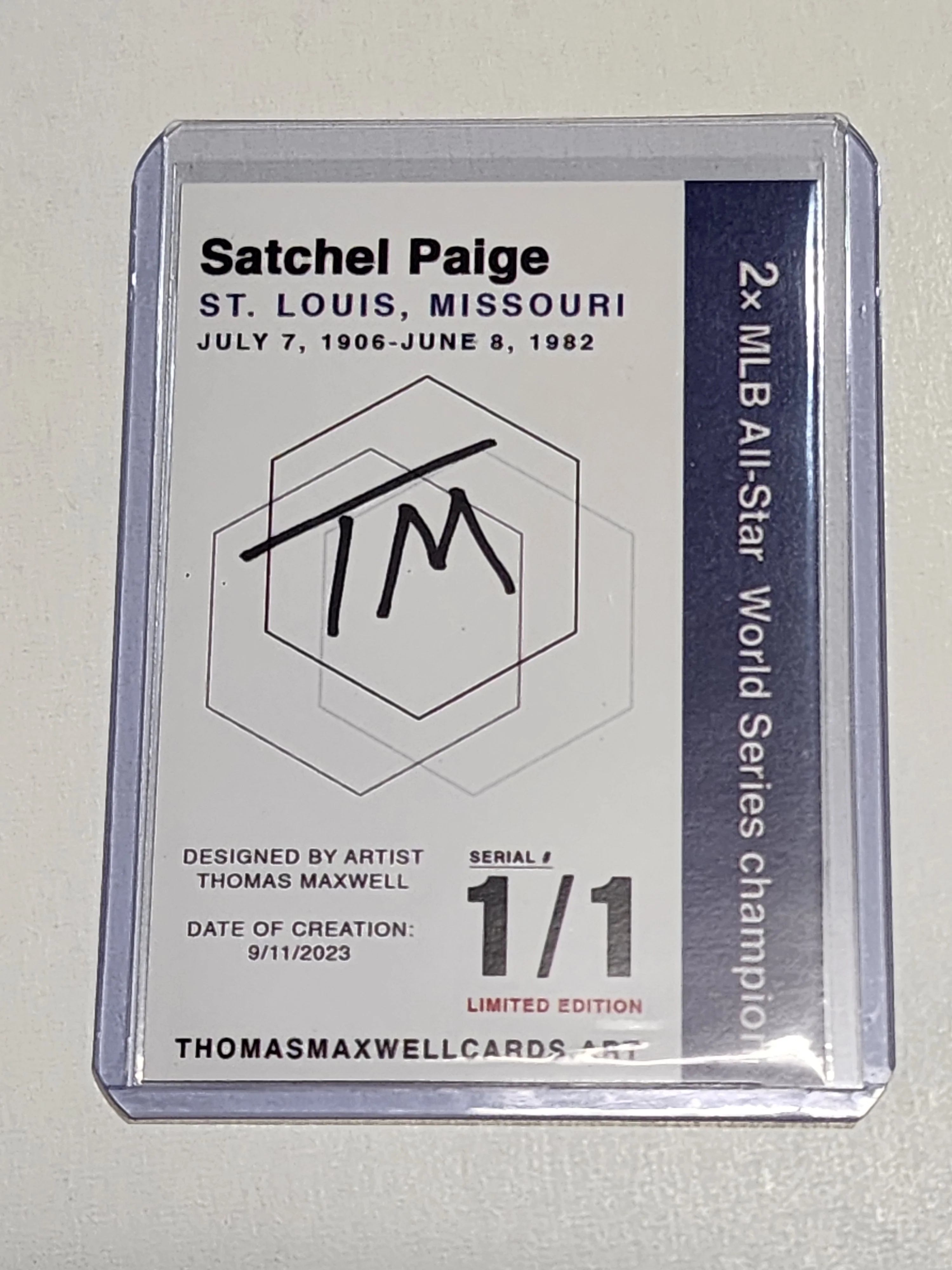 Satchel Paige Artist Signed St. Louis Browns Refractor Art Card 1/1