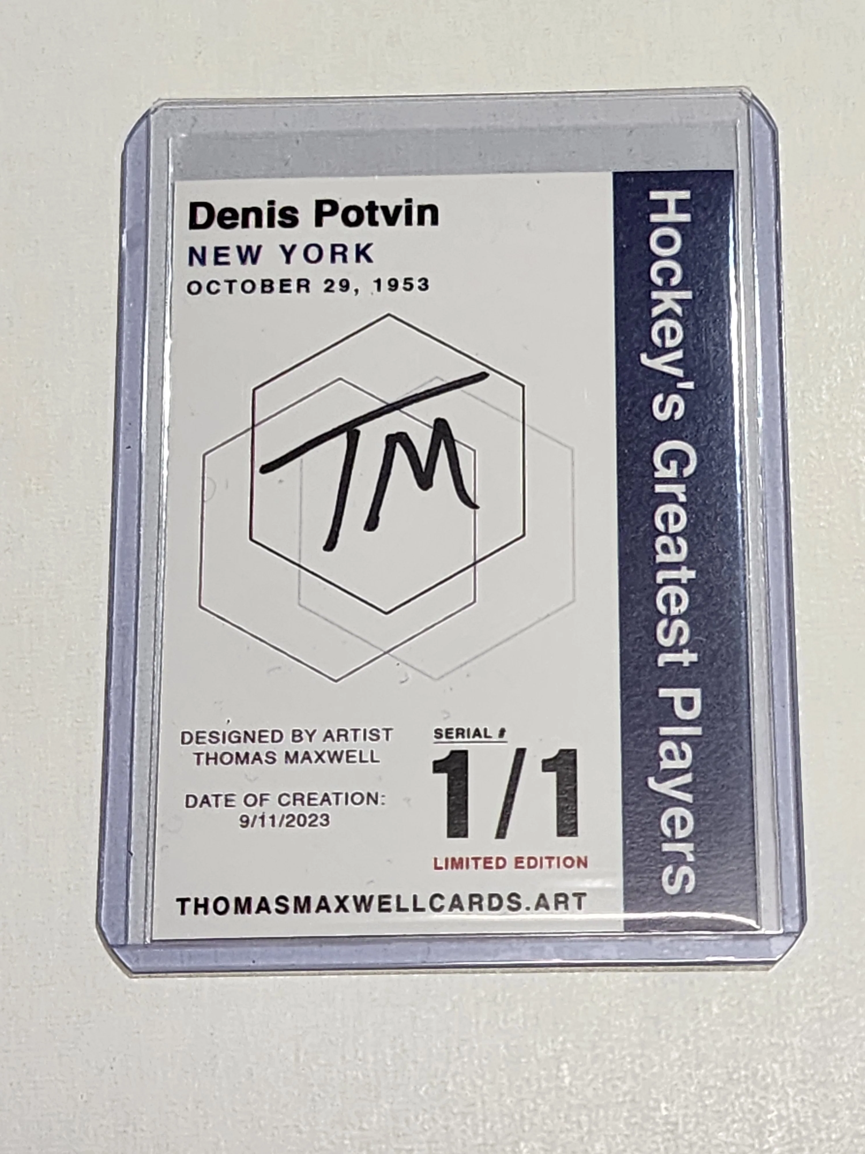 Denis Potvin Artist Signed New York Islanders Refractor Art Card 1/1