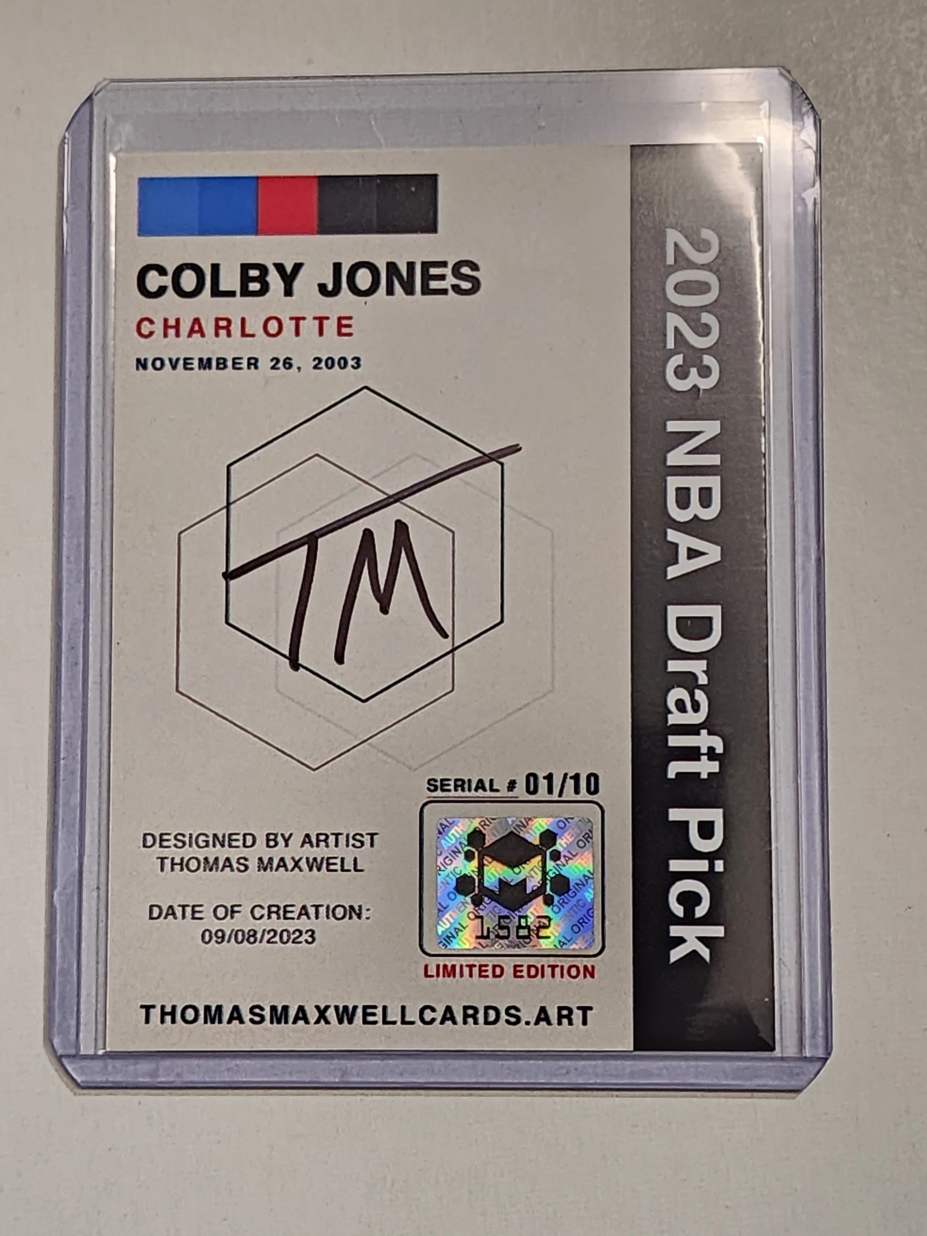 Colby Jones Artist Signed Basketball Art Card 1/10