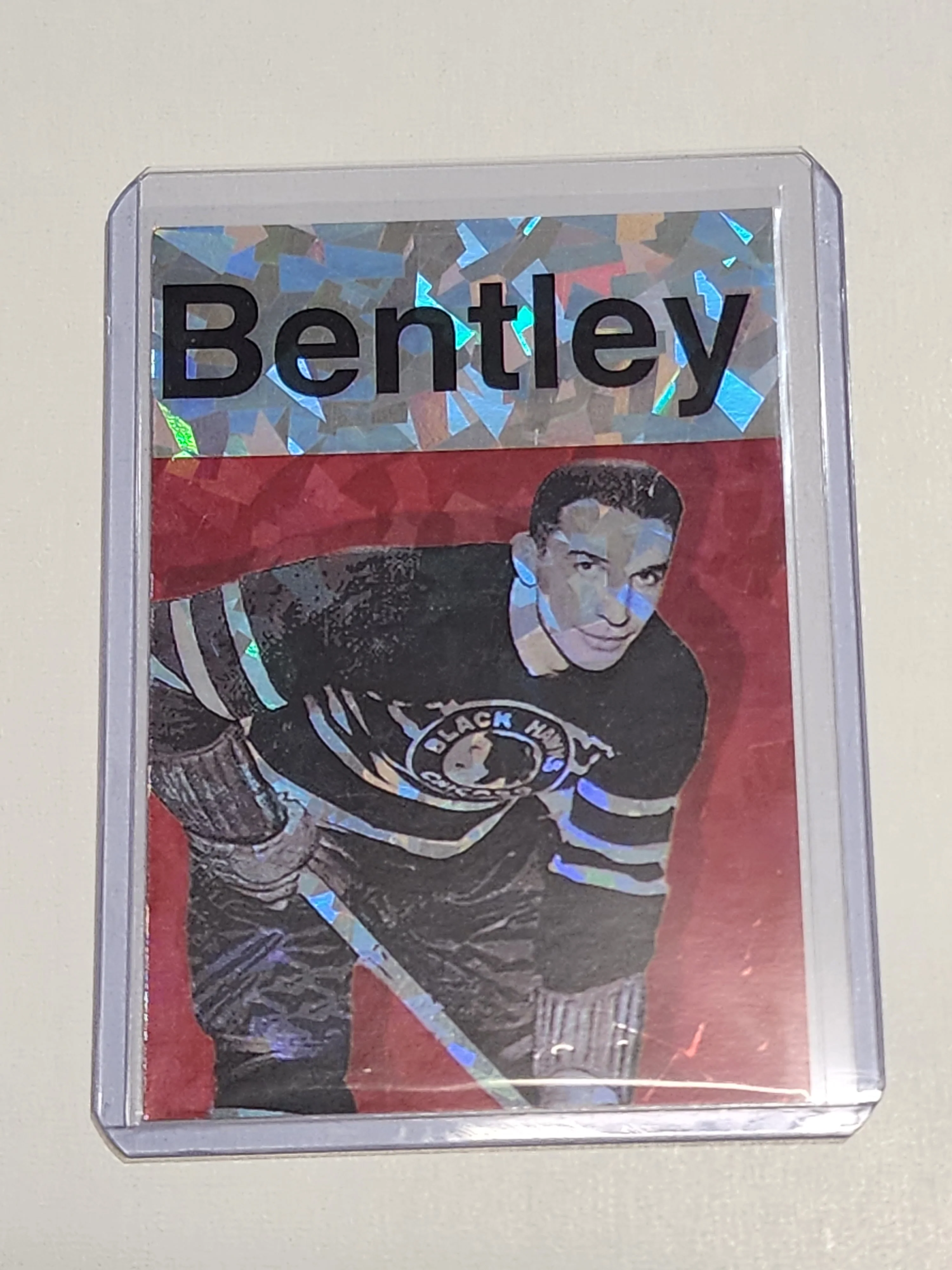 Doug Bentley Artist Signed Chicago Blackhawks Refractor Art Card 1/1