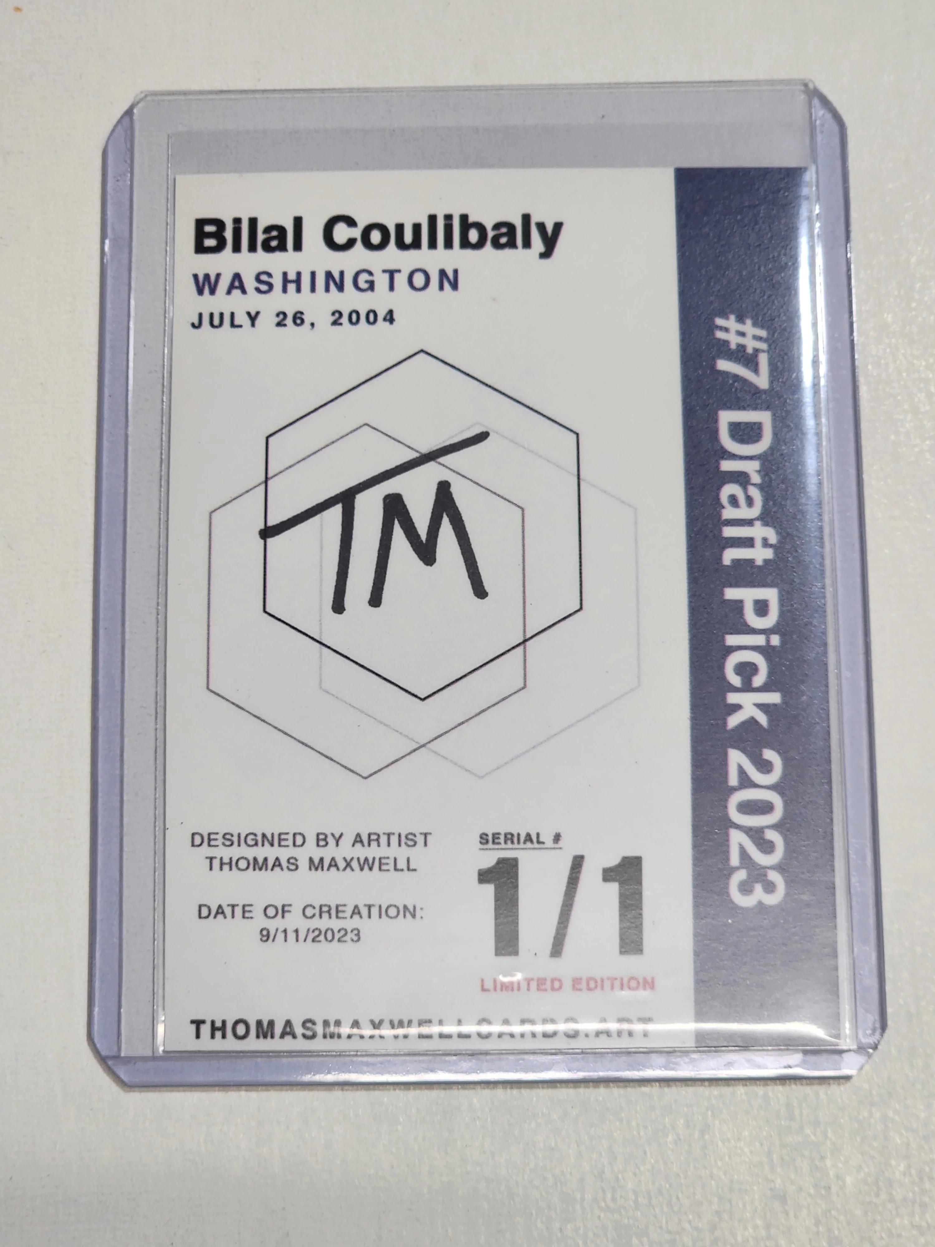 Bilal Coulibaly Artist Signed Washington Wizards Refractor Art Card 1/1