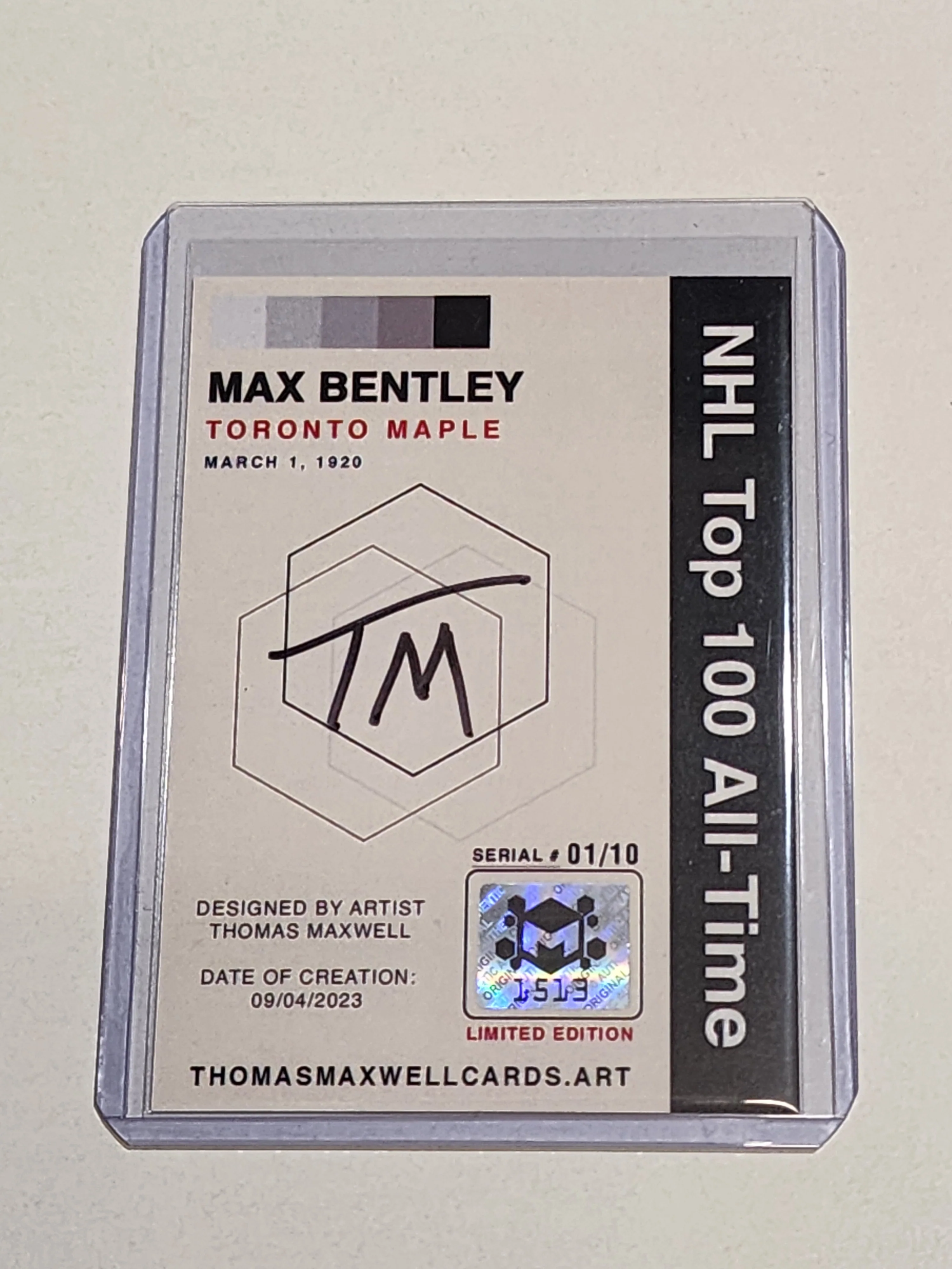 Max Bentley Artist Signed Hockey Art Card 1/10