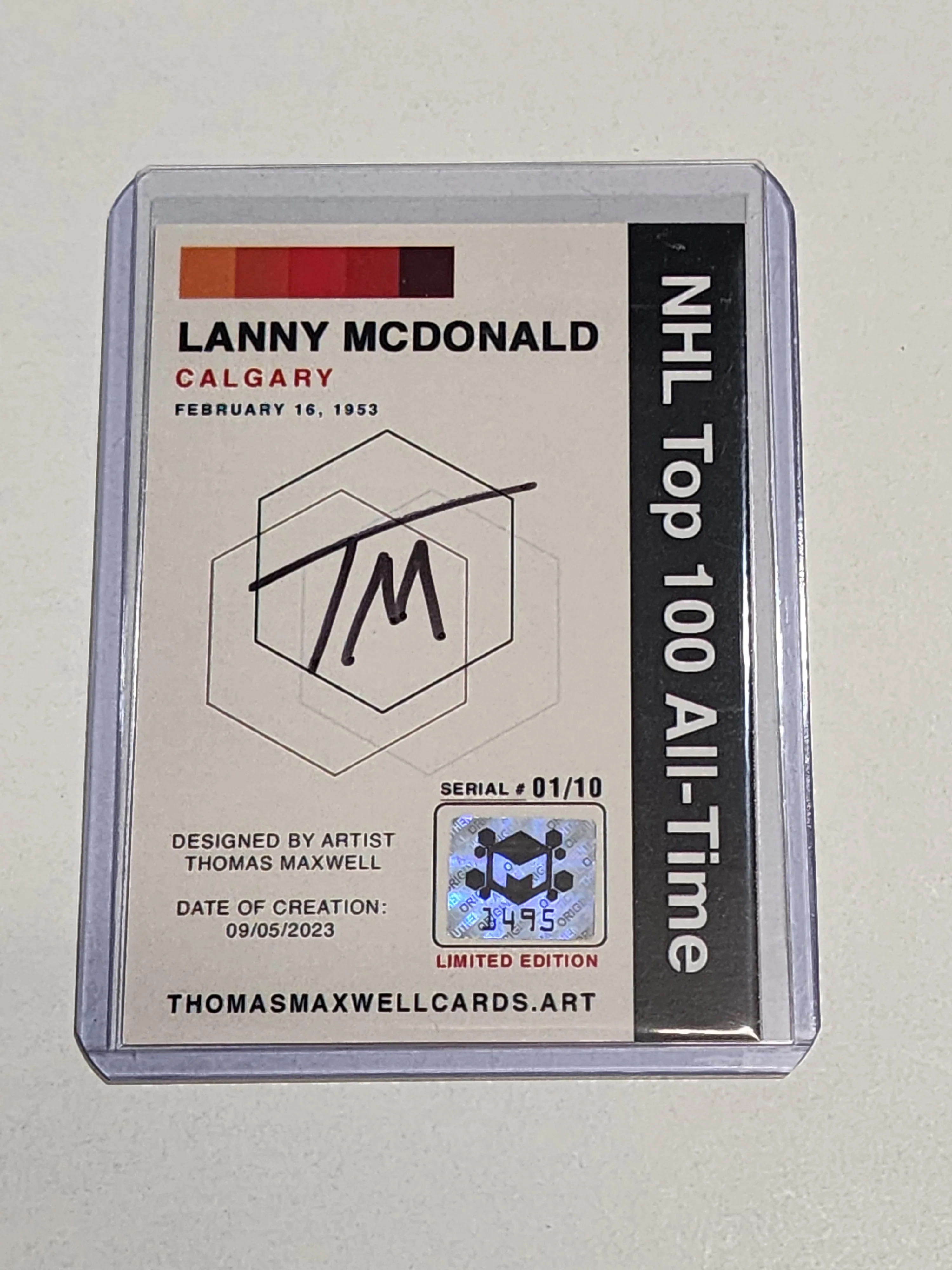 Lanny McDonald Artist Signed Hockey Art Card 1/10