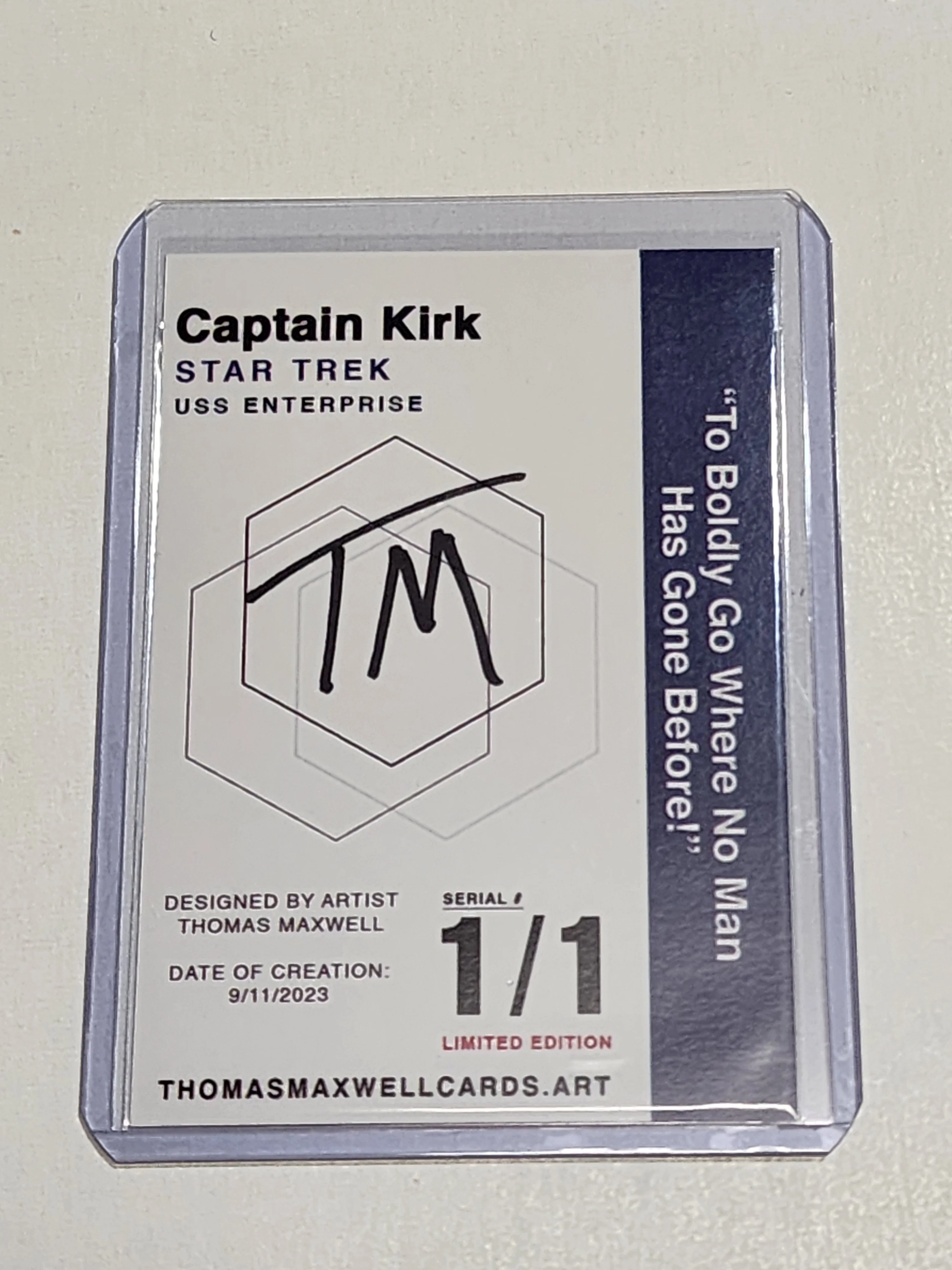 Captain Kirk Artist Signed Star Trek Refractor Art Card 1/1