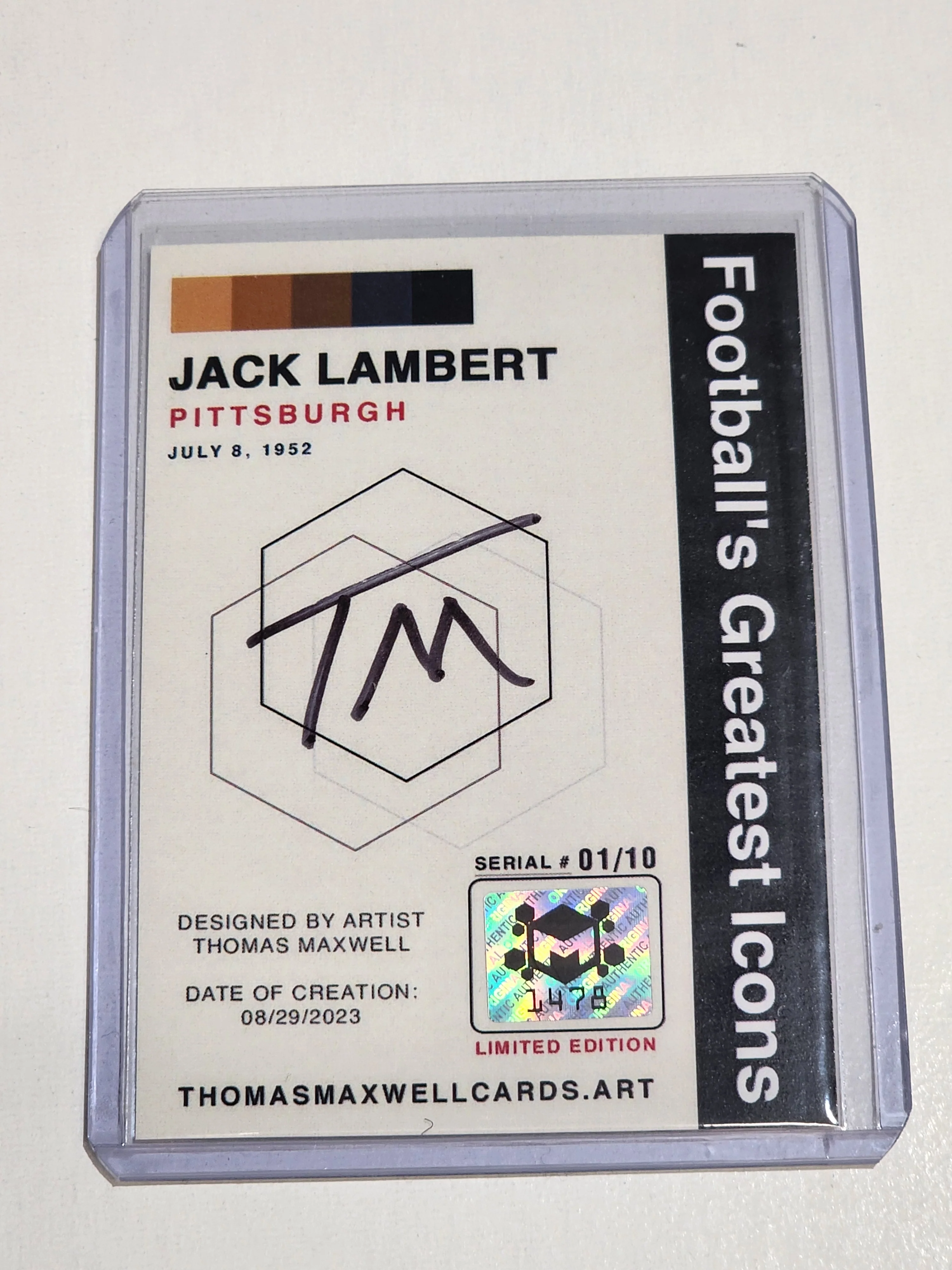 Jack Lambert Artist Signed Football Art Card 1/10