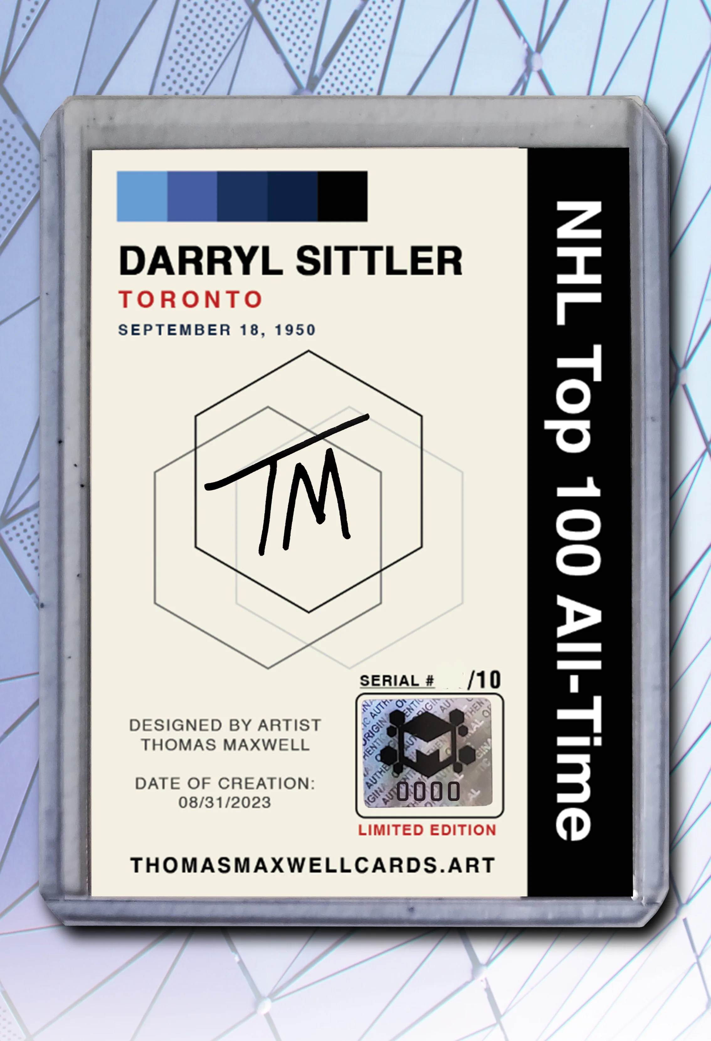 Darryl Sittler Artist Signed Hockey Art Card 1/10