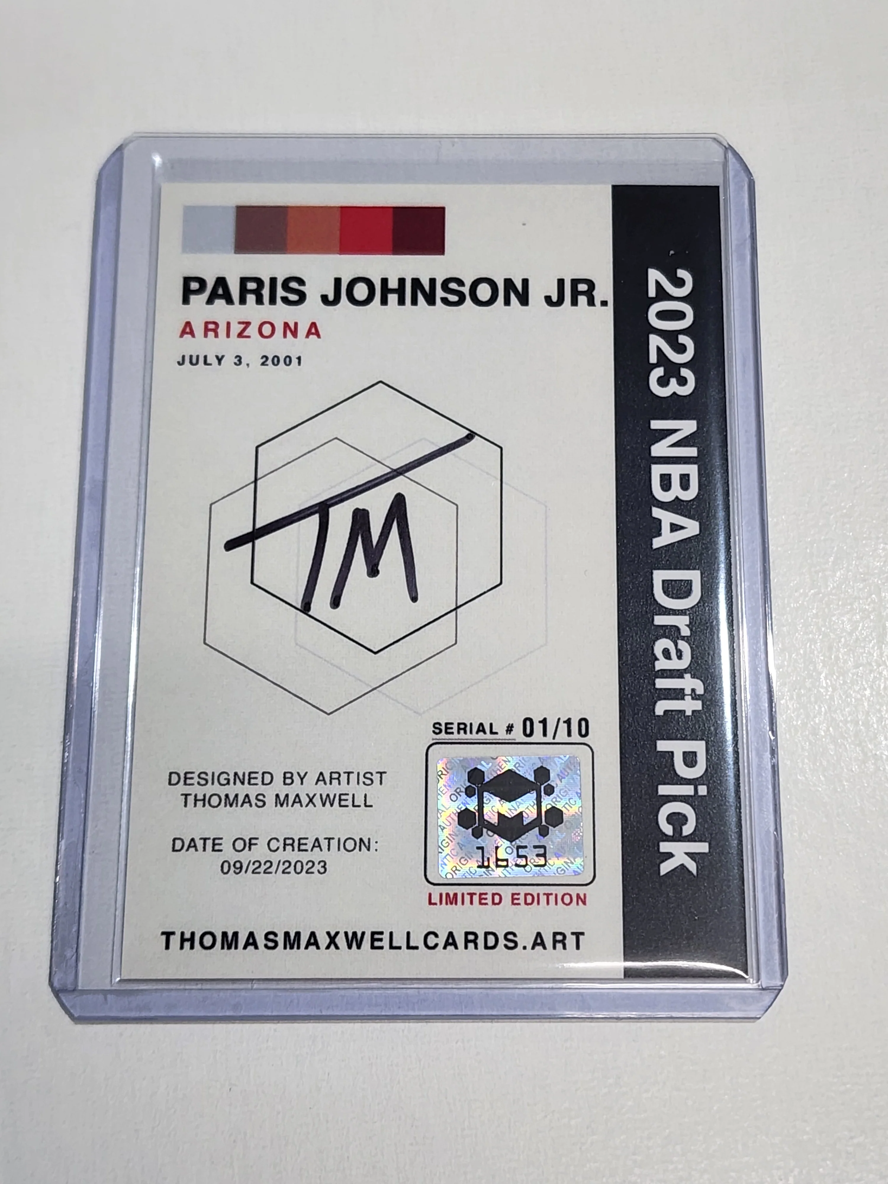 Paris Johnson Jr. Artist Signed Football Art Card 1/10