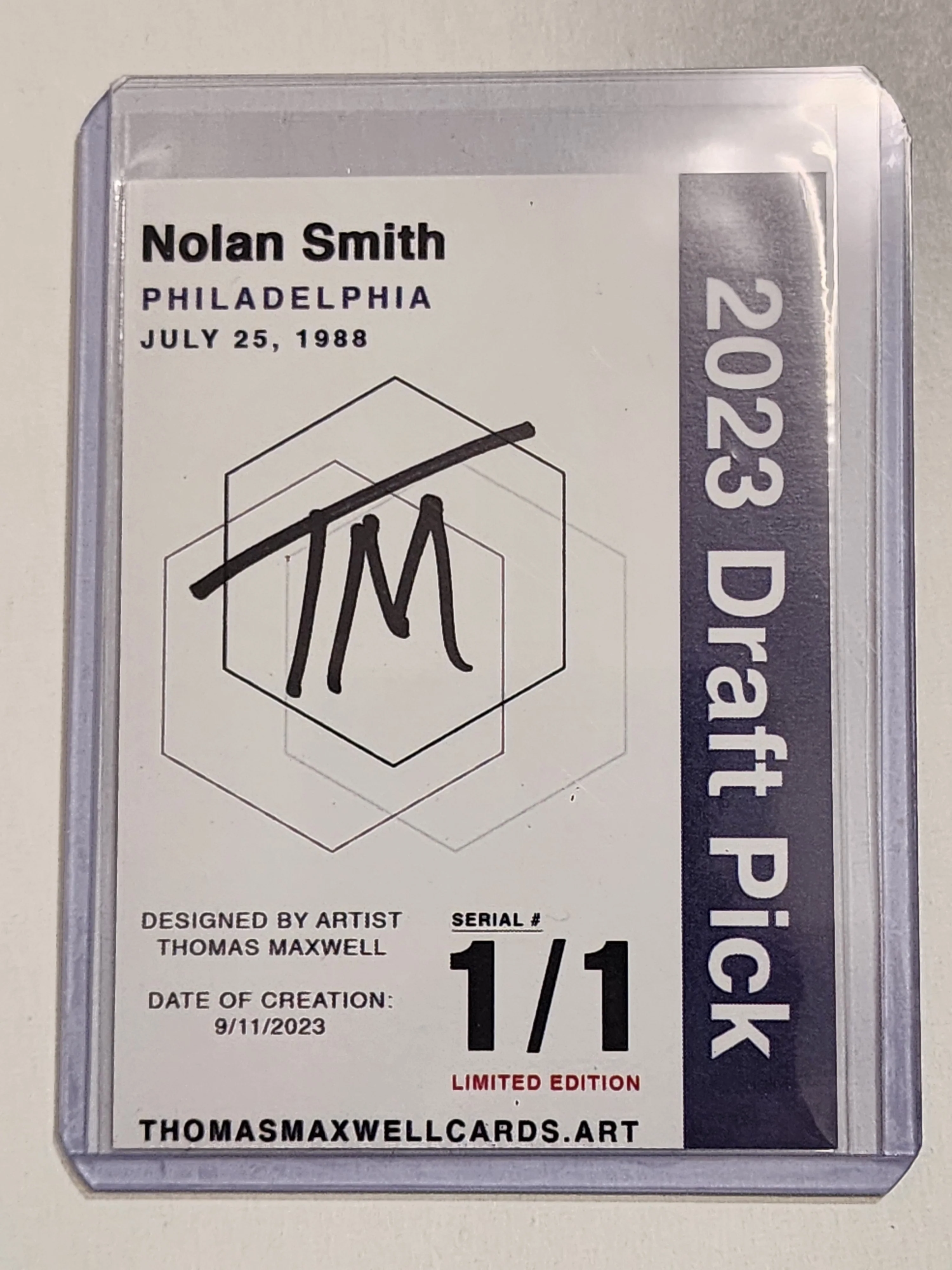 Nolan Smith Artist Signed Philadelphia Eagles Refractor Art Card 1/1